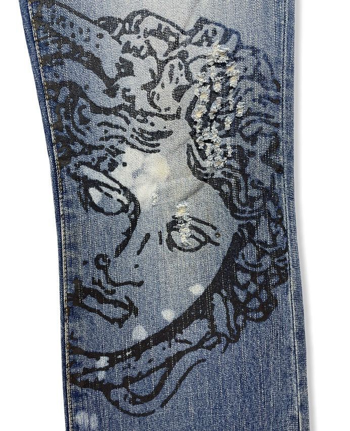 Japanese Brand PPFM Medusa Art Flare Denim Inspired By Versace Size 30" / US 8 / IT 44 - 4 Thumbnail