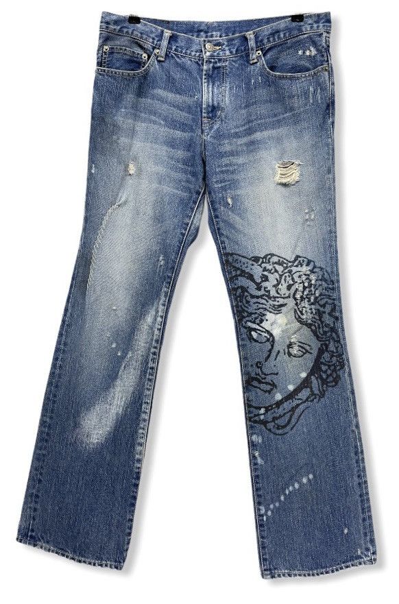 Japanese Brand PPFM Medusa Art Flare Denim Inspired By Versace Size 30" / US 8 / IT 44 - 3 Thumbnail