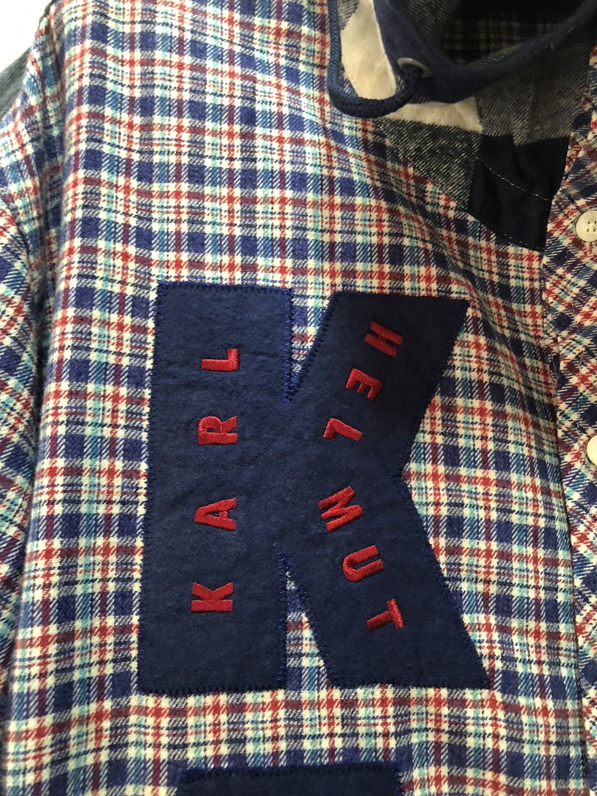 Karl Helmut KARL HELMUT Shirt Flannel Hoodie Patchwork Pink House Lang Size US L / EU 52-54 / 3 - 3 Thumbnail