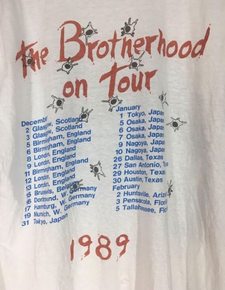 Band Tees Vintage 80s Bonjovi Rock band The Brotherhood On Tour 1989 Size US M / EU 48-50 / 2 - 5 Thumbnail
