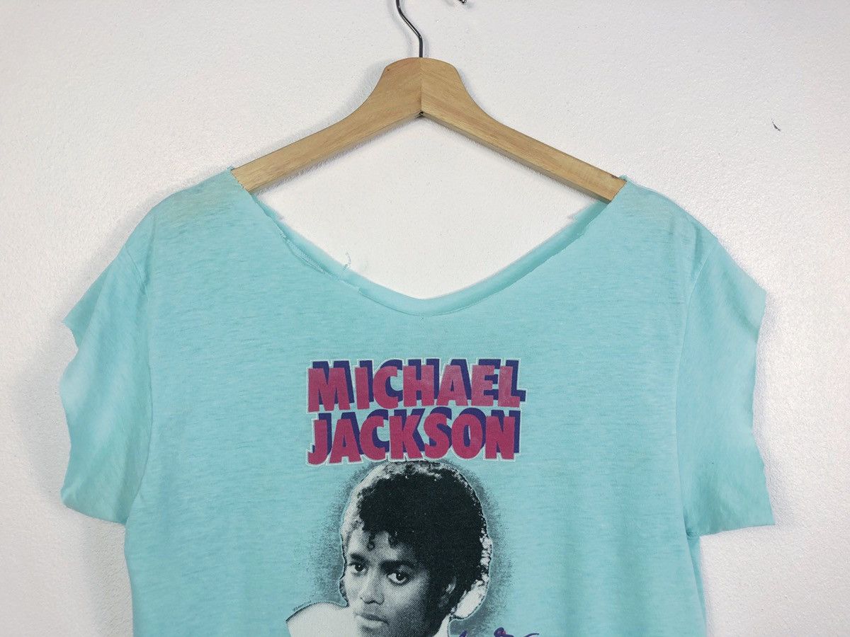 Band Tees × Michael Jackson × Vintage Rare Vintage 1984 Michael Jackson Thriller Cropped Tee Size M / US 6-8 / IT 42-44 - 2 Thumbnail
