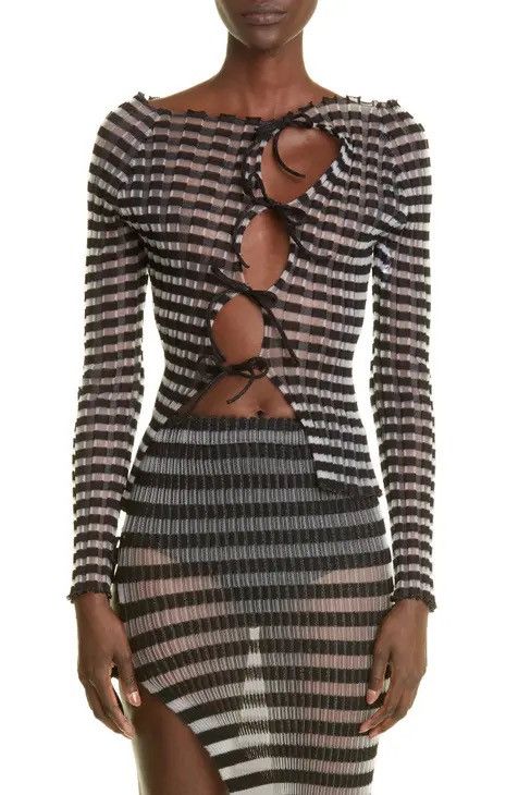A.Roege Hove style Ivy Stripe Cutout Blouse size M/L