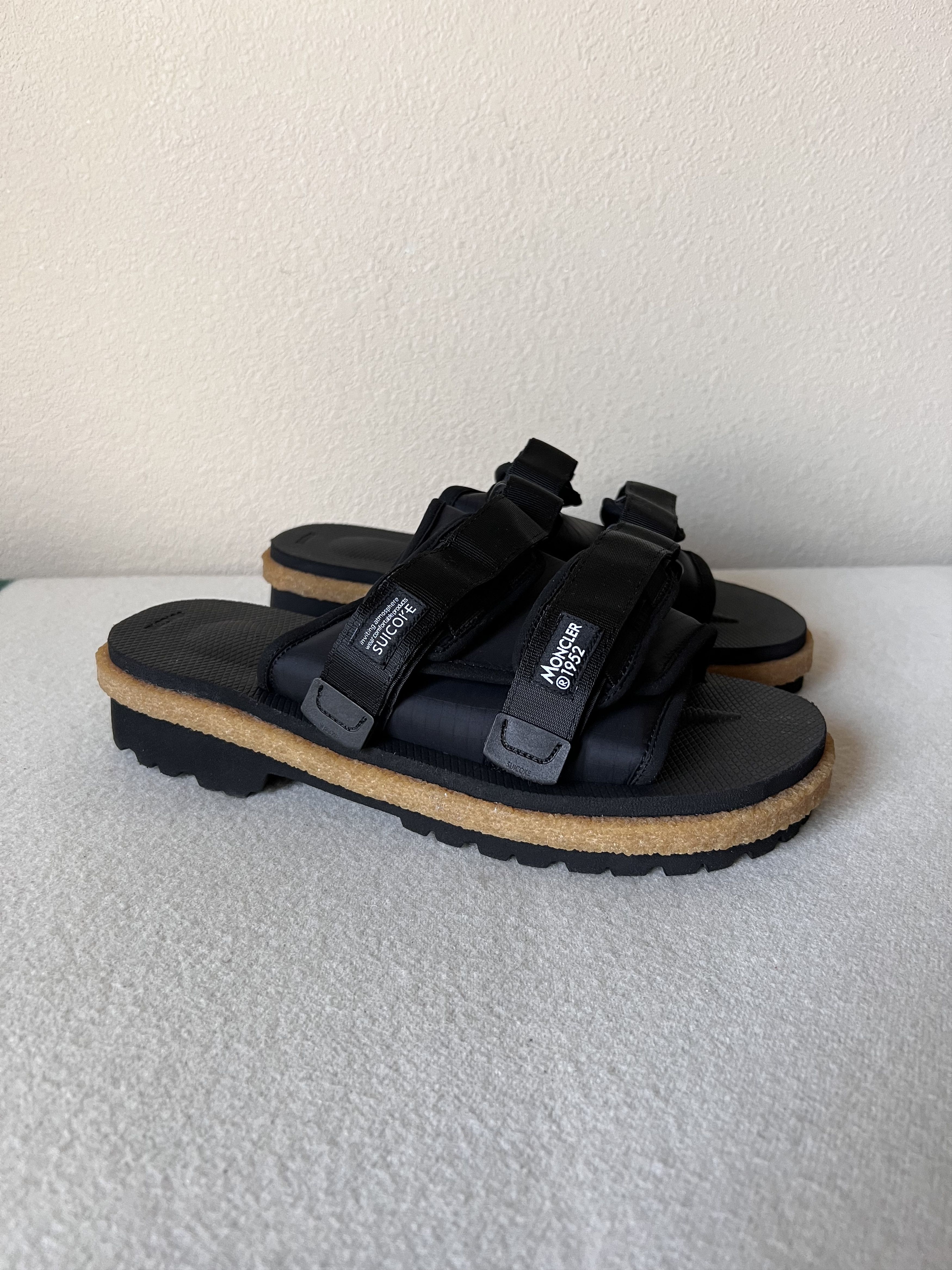 image of Moncler Genius x Suicoke 2 Moncler 1952 Moto Sandals In Black, Men's (Size 10)