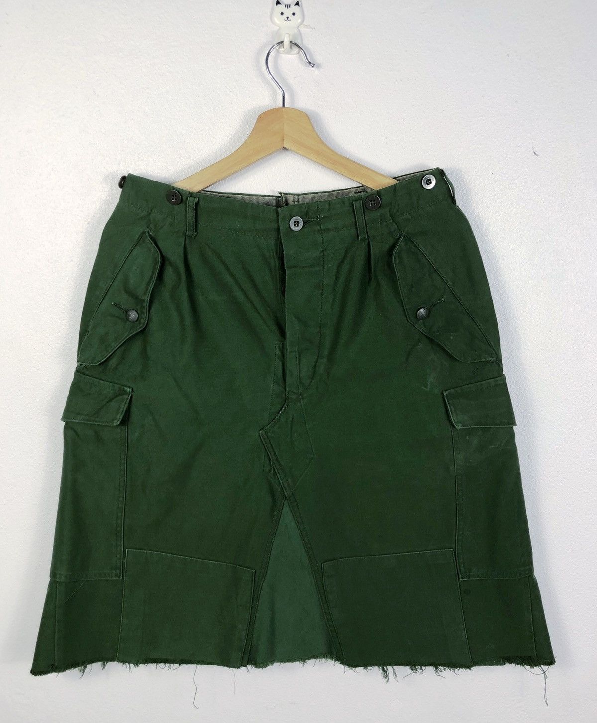 image of C48 Military Style Cargo Midi Skirt Made In Japan in Green, Women's (Size 28)