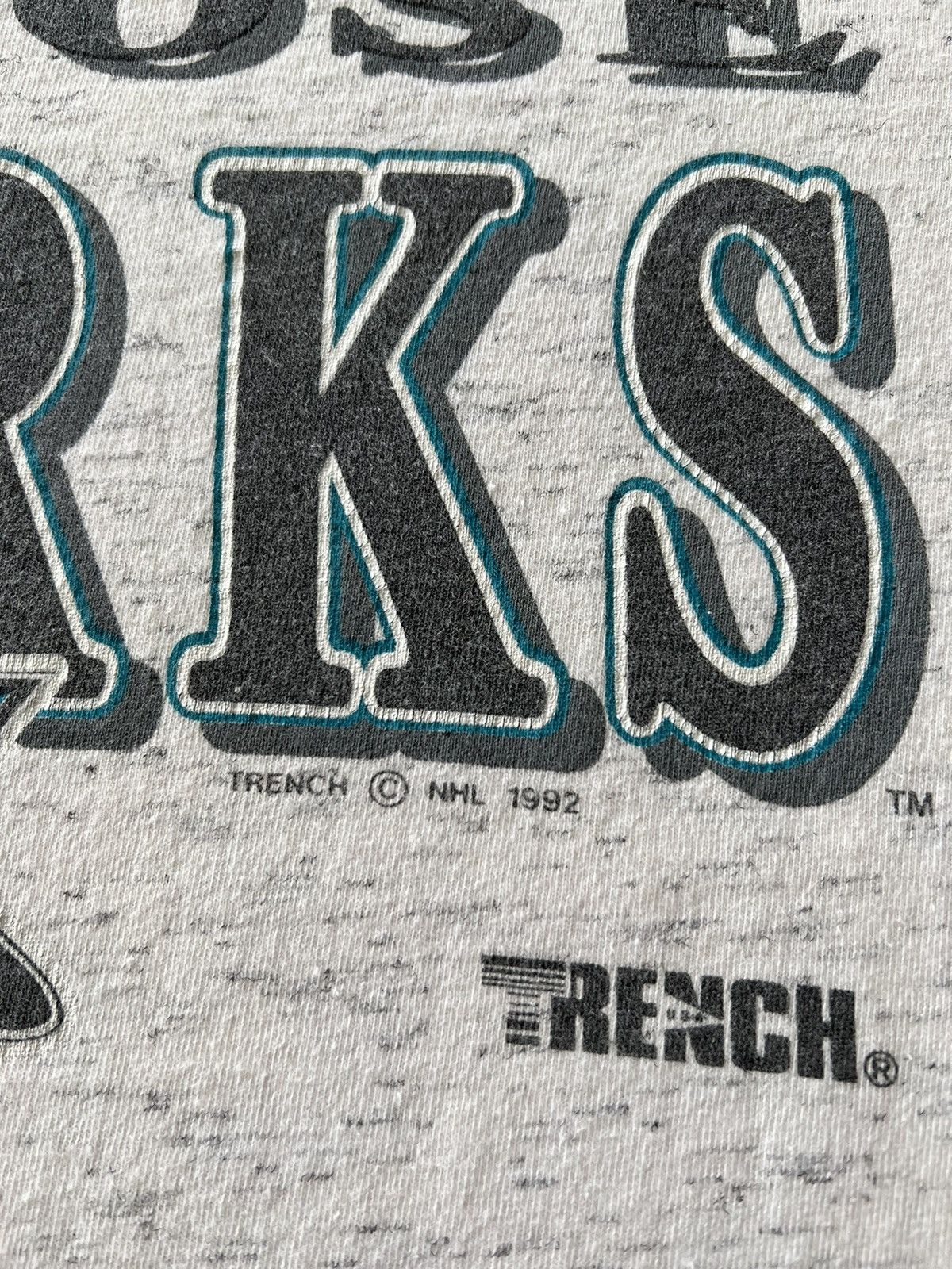 NHL × Vintage Vintage 1992 San Jose Sharks NHL Hockey Gray Tee Size US XL / EU 56 / 4 - 6 Thumbnail