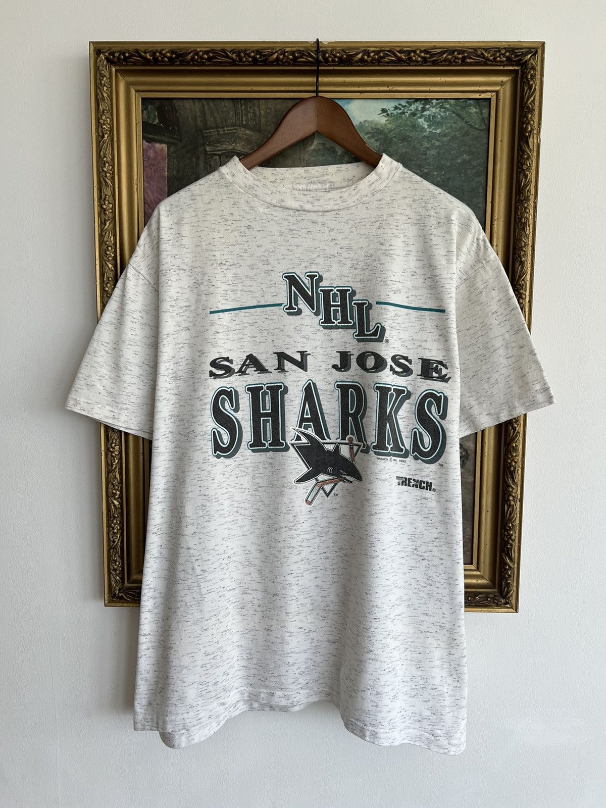 NHL × Vintage Vintage 1992 San Jose Sharks NHL Hockey Gray Tee Size US XL / EU 56 / 4 - 1 Thumbnail