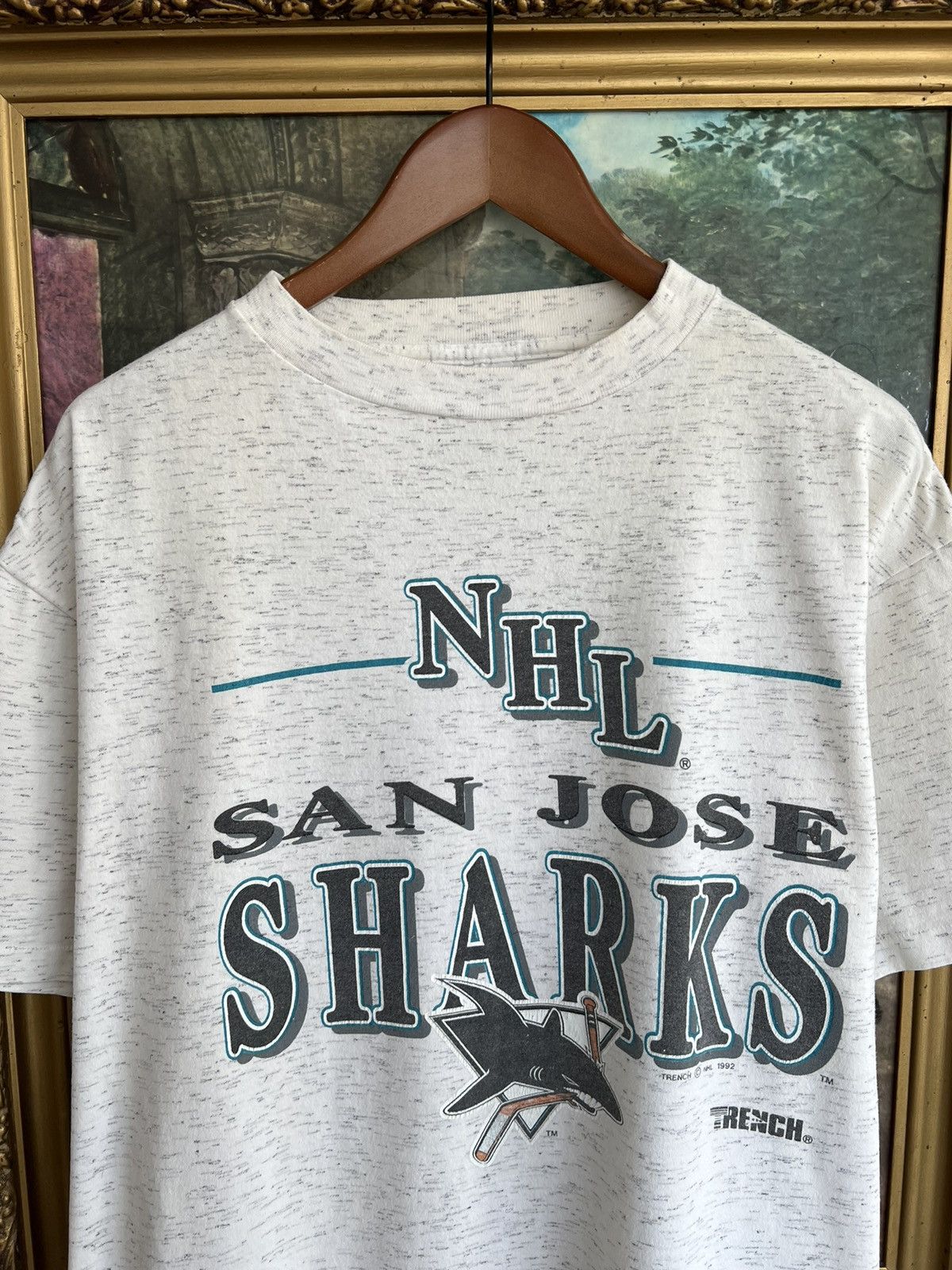 NHL × Vintage Vintage 1992 San Jose Sharks NHL Hockey Gray Tee Size US XL / EU 56 / 4 - 3 Thumbnail