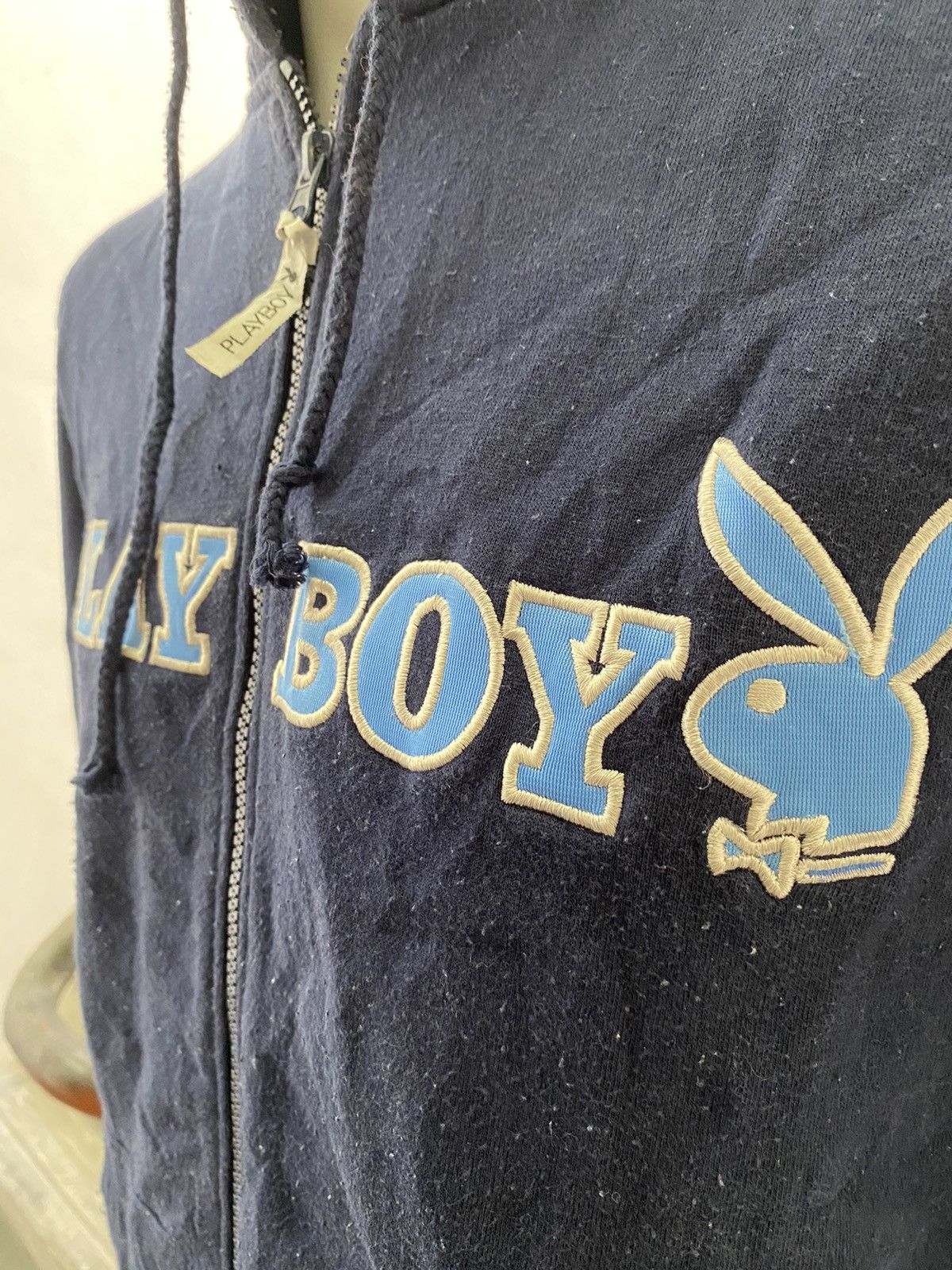 Playboy × Vintage 90s VTG PLAYBOY EMBROIDED BIG LOGO HOODIE Size US L / EU 52-54 / 3 - 4 Thumbnail