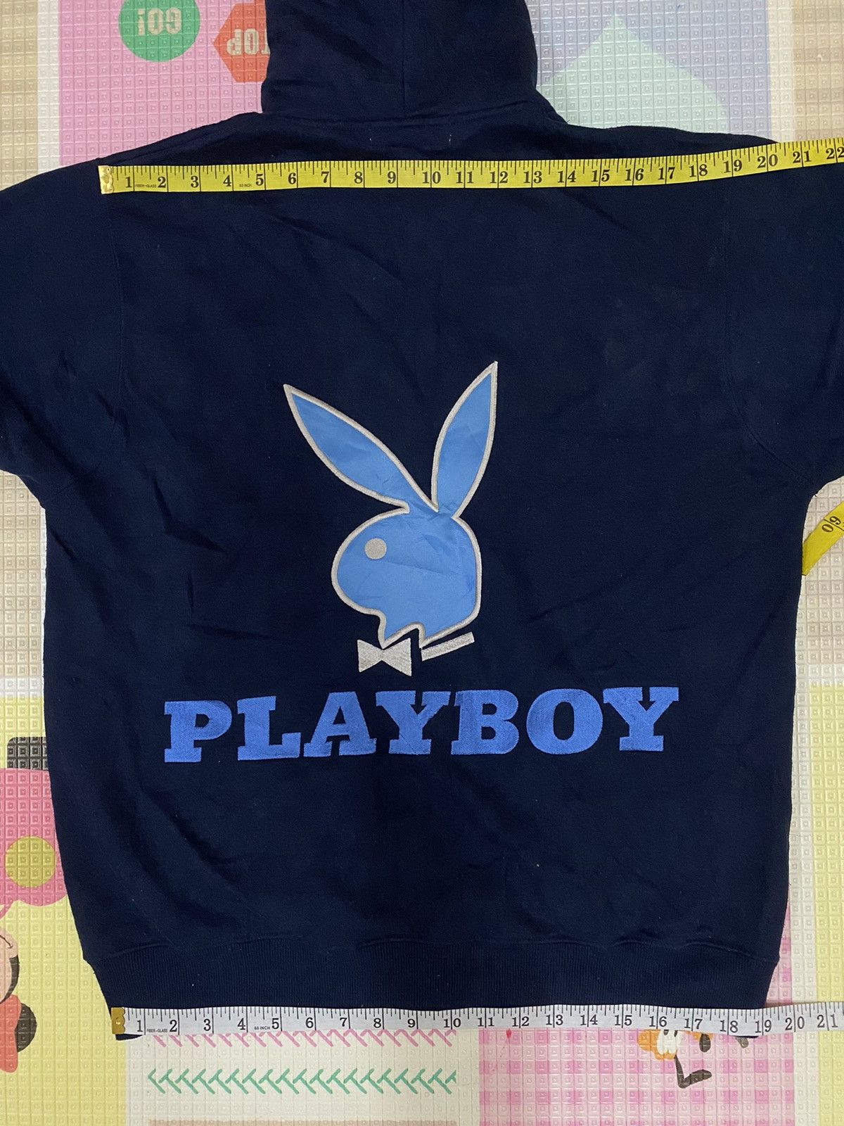 Playboy × Vintage 90s VTG PLAYBOY EMBROIDED BIG LOGO HOODIE Size US L / EU 52-54 / 3 - 8 Thumbnail