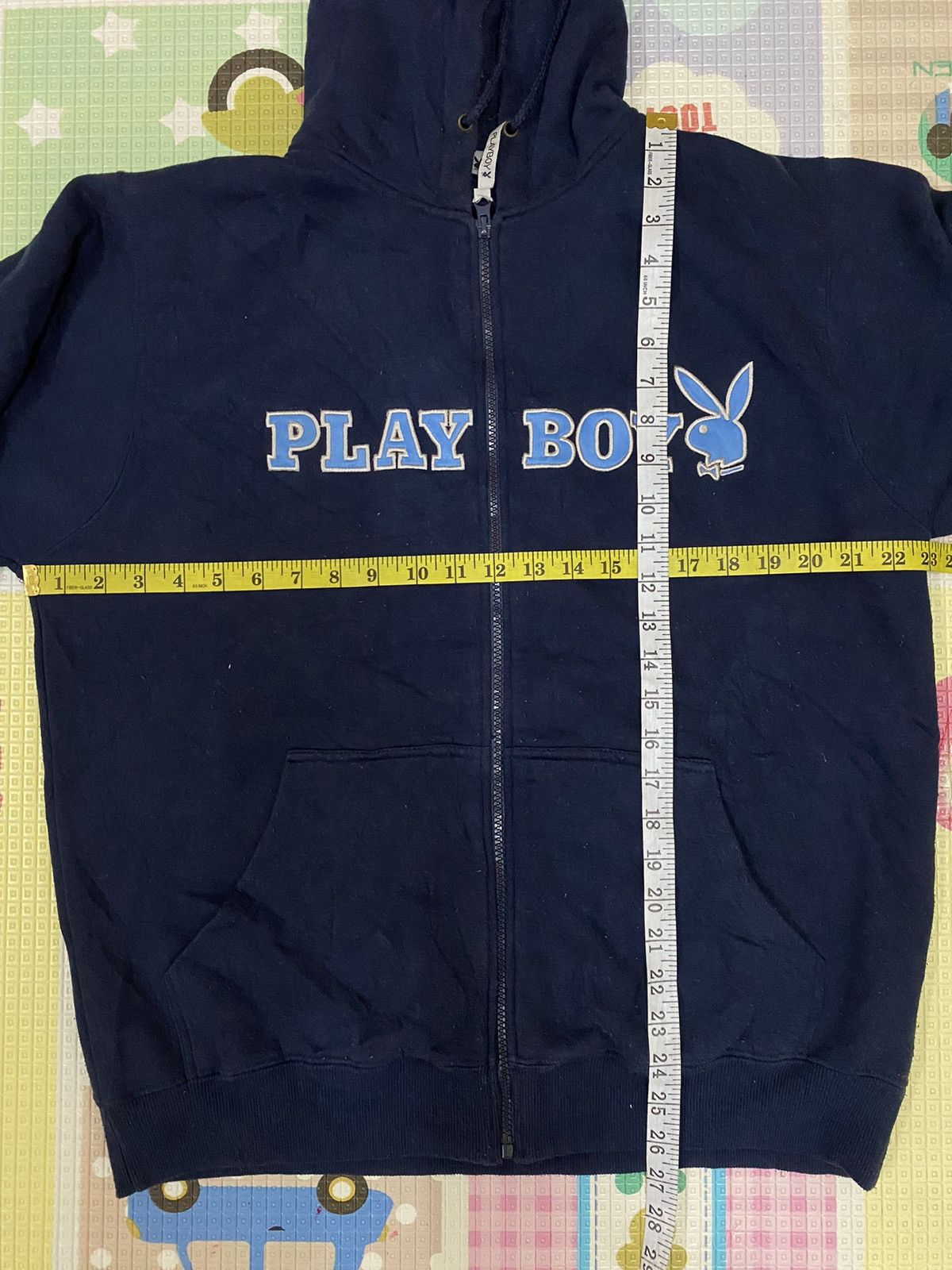 Playboy × Vintage 90s VTG PLAYBOY EMBROIDED BIG LOGO HOODIE Size US L / EU 52-54 / 3 - 7 Thumbnail