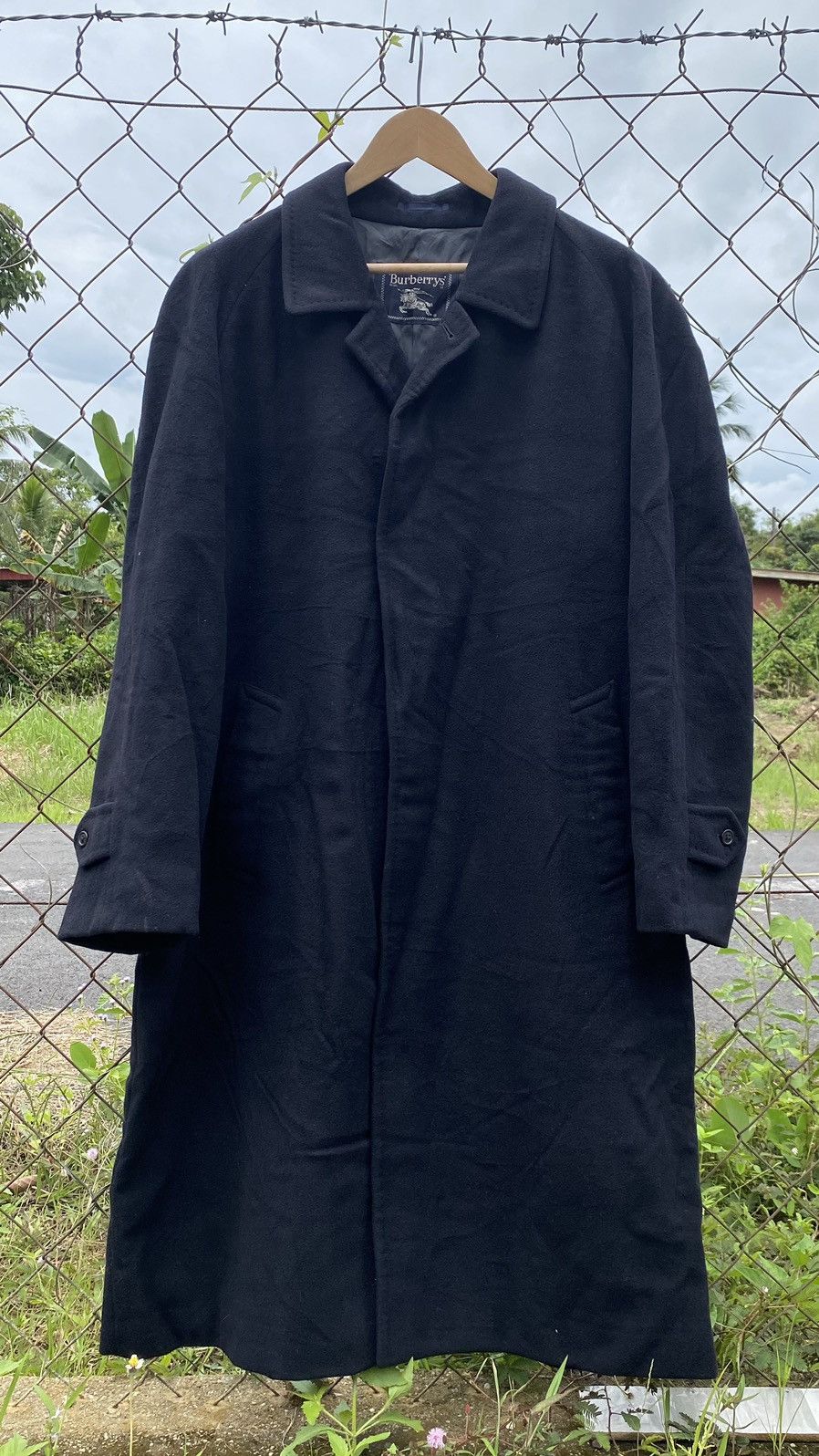 image of 90's VTG Burberry Burberrys Pure Wool Trench Coat Japan Made in Black, Men's (Size Large)