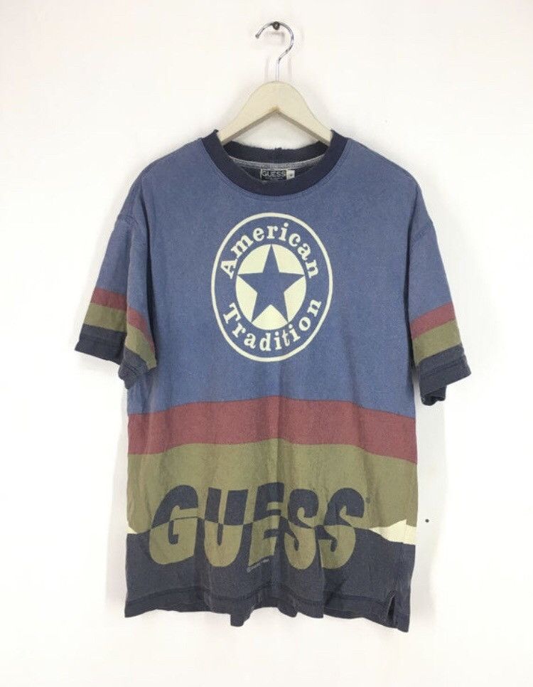 Guess Vintage 90s Guess American Tradition overprint t shirt Size US L / EU 52-54 / 3 - 1 Thumbnail
