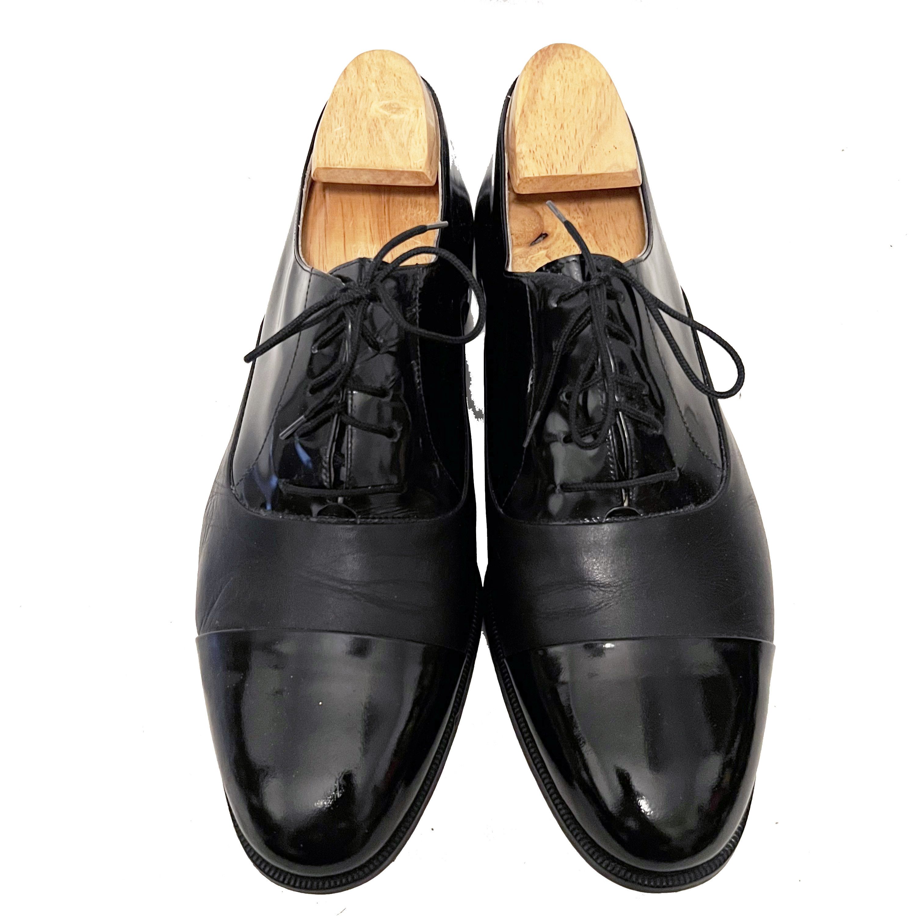 Bally $1200 BALLY Men's Patent & Calfskin Leather Cap Toe Oxfords Size US 10 / EU 43 - 1 Thumbnail