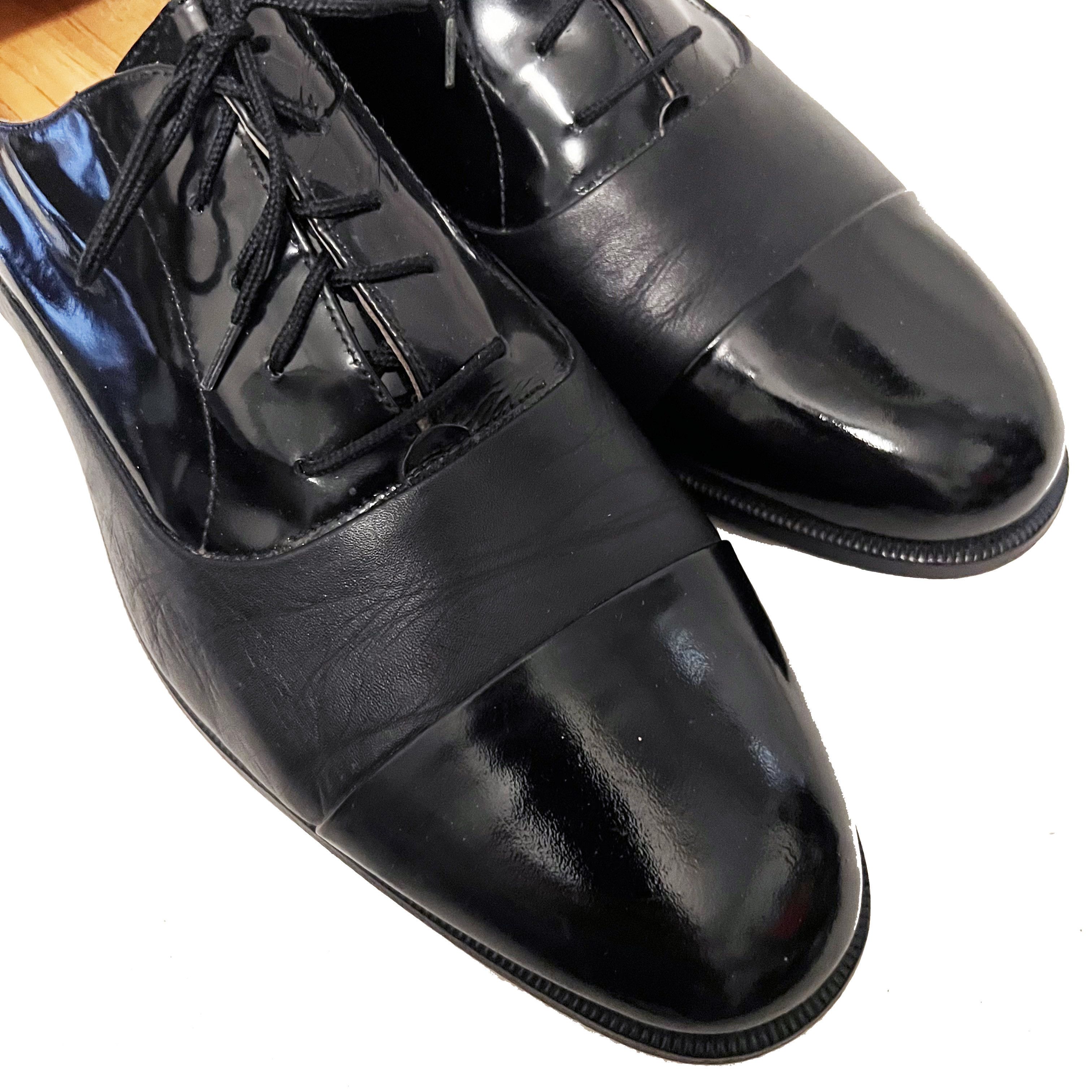 Bally $1200 BALLY Men's Patent & Calfskin Leather Cap Toe Oxfords Size US 10 / EU 43 - 2 Thumbnail