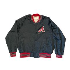 Vtg 80s Wilson MLB Atlanta Braves Shiny Satin Jacket Mens 38