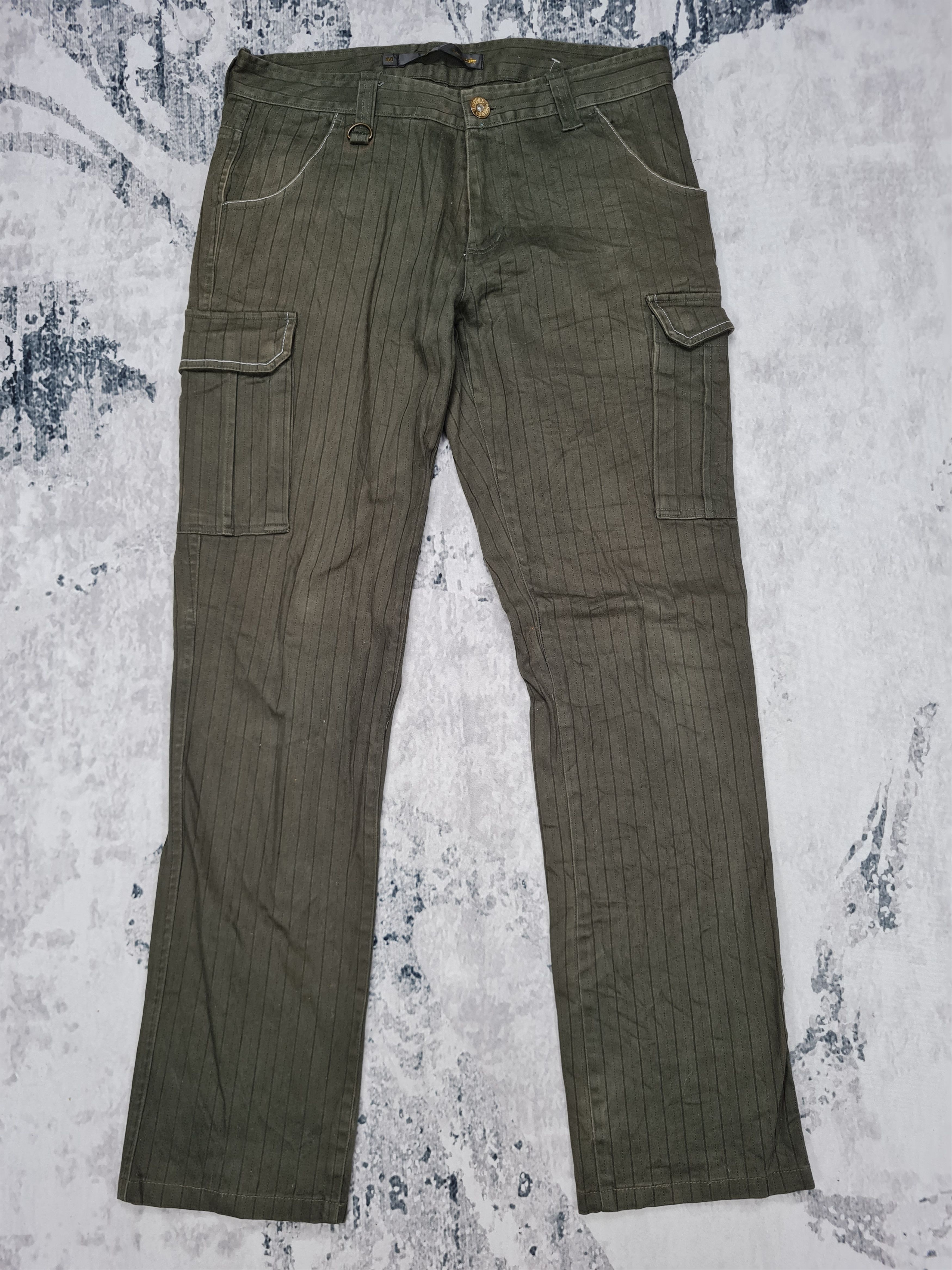 image of Avant Garde Apestein Striped Green Cargo Tactical Pants 32X30 Jb0021, Men's