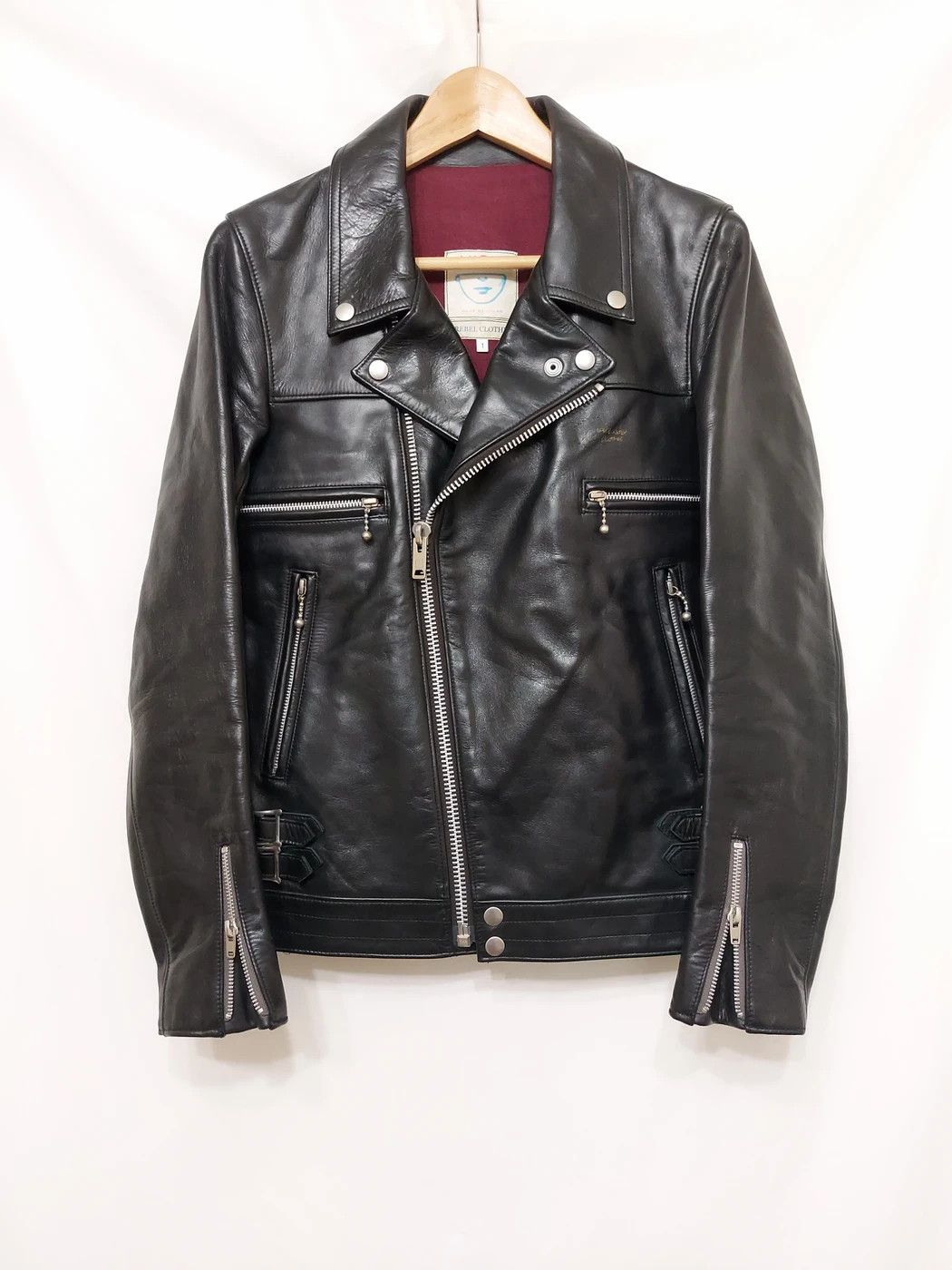 image of Jun Takahashi x Lewis Leathers Ss14 Wmnnc Double Rider Biker Black Leather Jacket (Size Small)