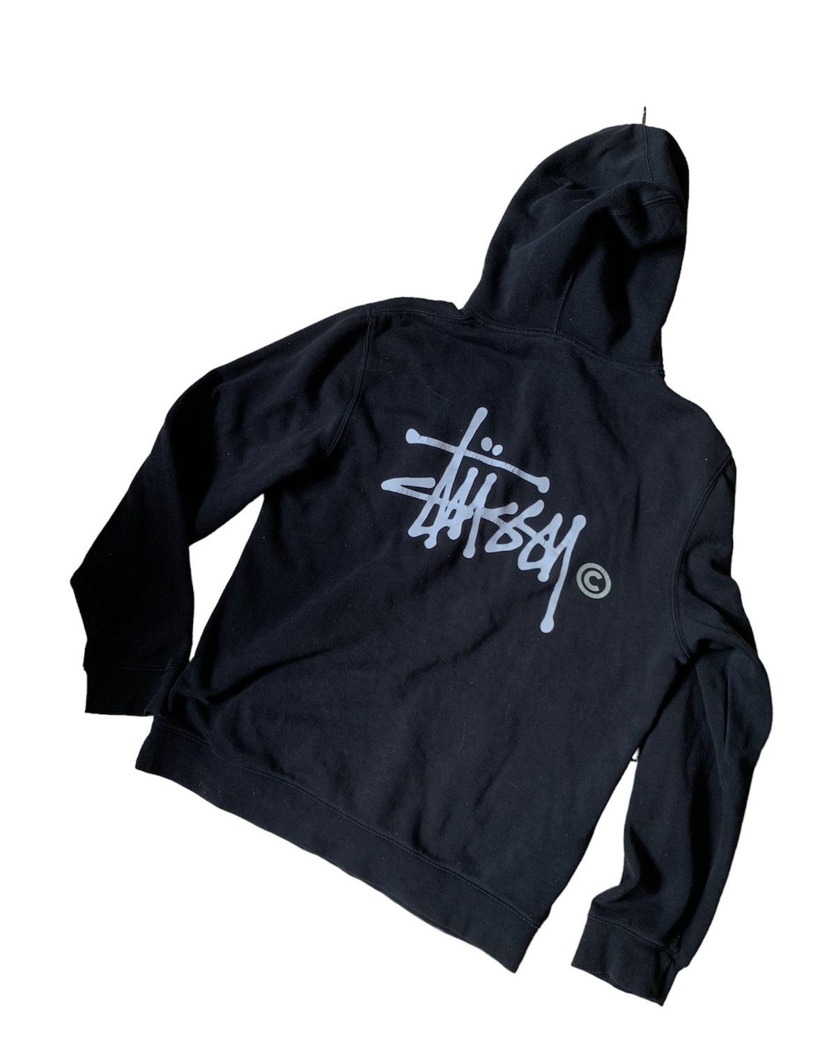 image of 90’S Stussy Vintage Hoodie Logo Black Made In Usa, Men's (Size XL)