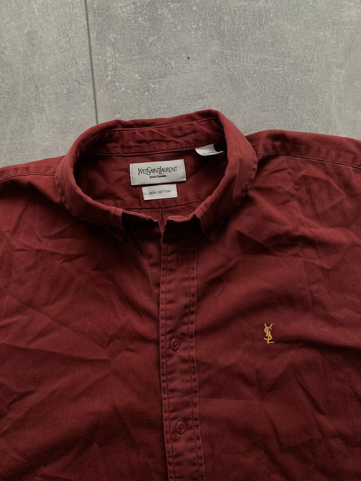 Yves Saint Laurent Yves Saint Laurent red cotton logo shirt Size US M / EU 48-50 / 2 - 3 Thumbnail