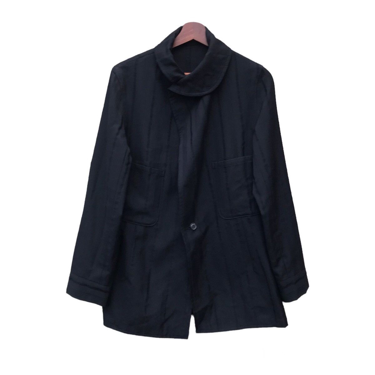 Yohji Yamamoto RARE YOHJI YAMAMOTO SHAWL COLLAR PIN-STRIPED BLACK Size US S / EU 44-46 / 1 - 2 Thumbnail