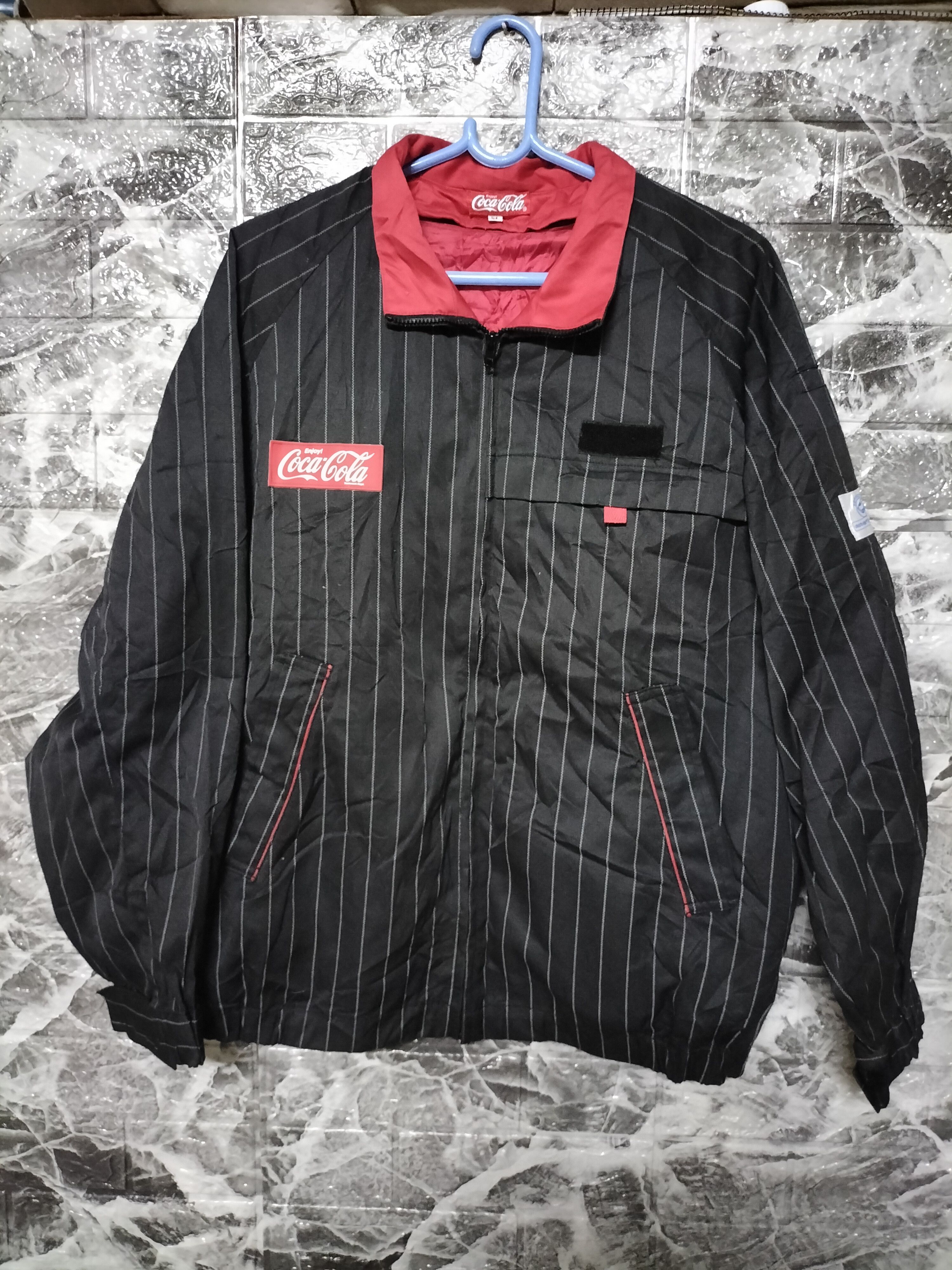 image of Coca Cola Stripes Bomber Jacket Fashion in Black Stripe, Men's (Size XL)