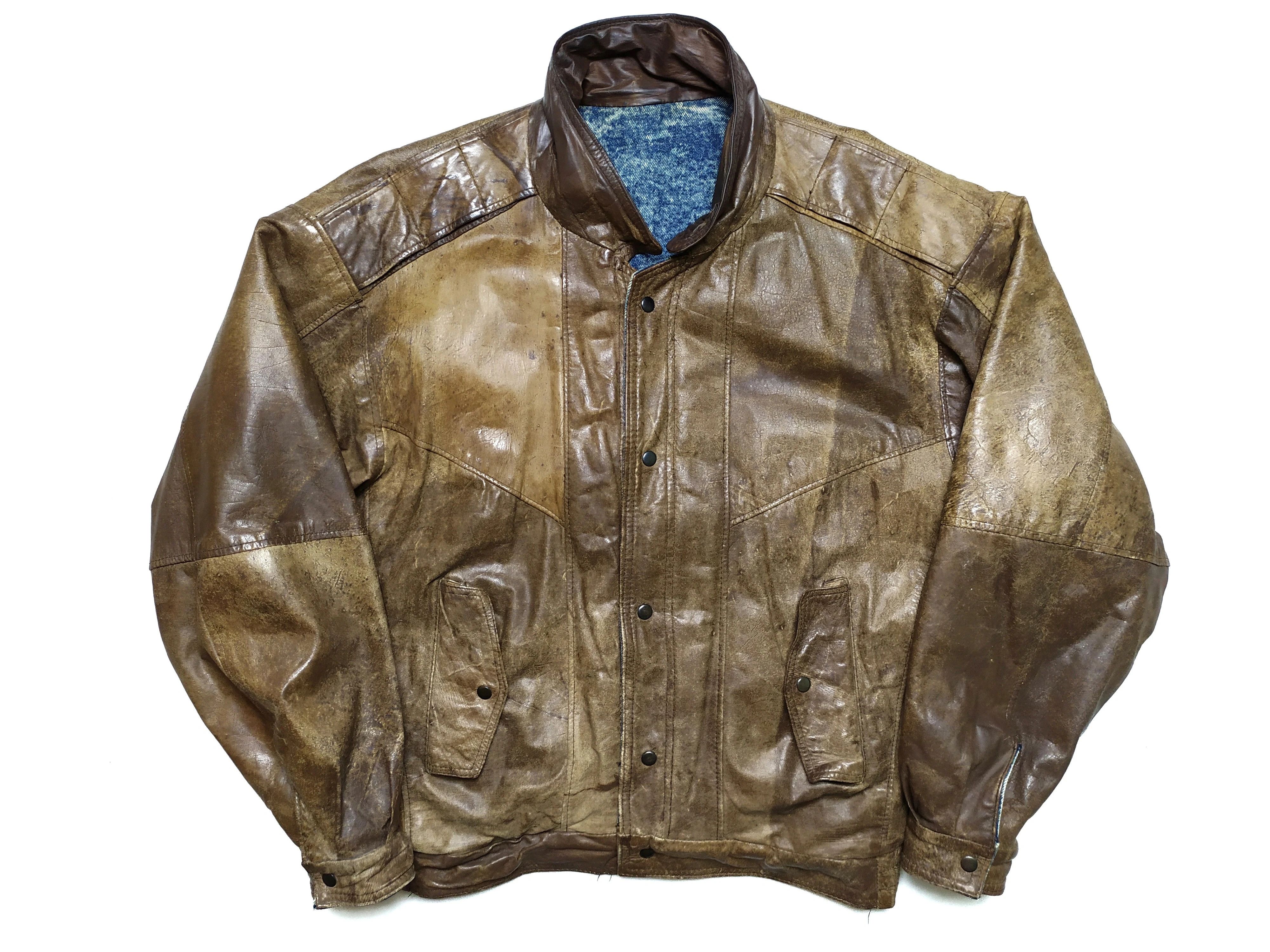 Vintage Vintage Reversible Brown Leather Denim Jacket Size US M / EU 48-50 / 2 - 2 Thumbnail
