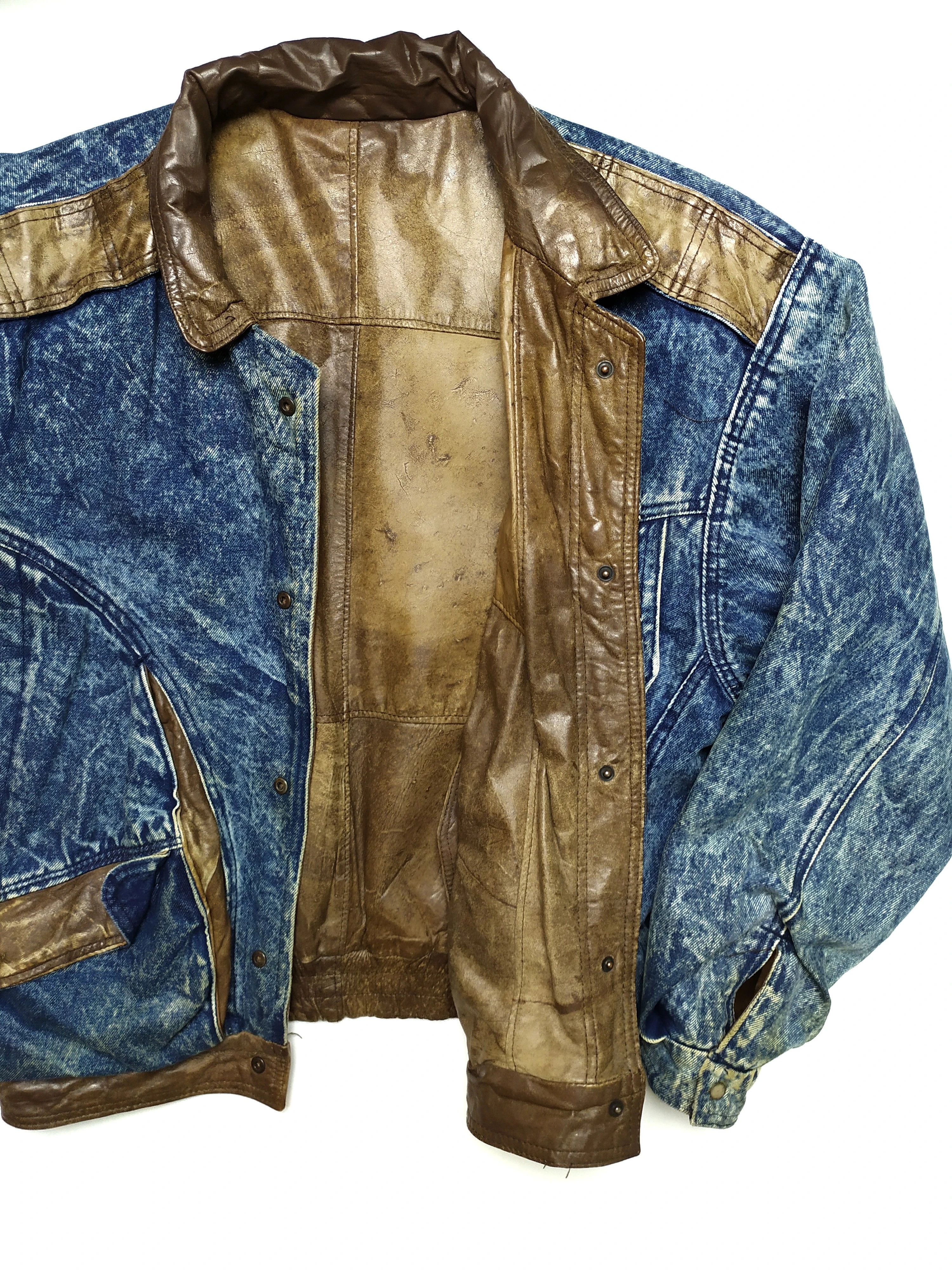 Vintage Vintage Reversible Brown Leather Denim Jacket Size US M / EU 48-50 / 2 - 1 Thumbnail