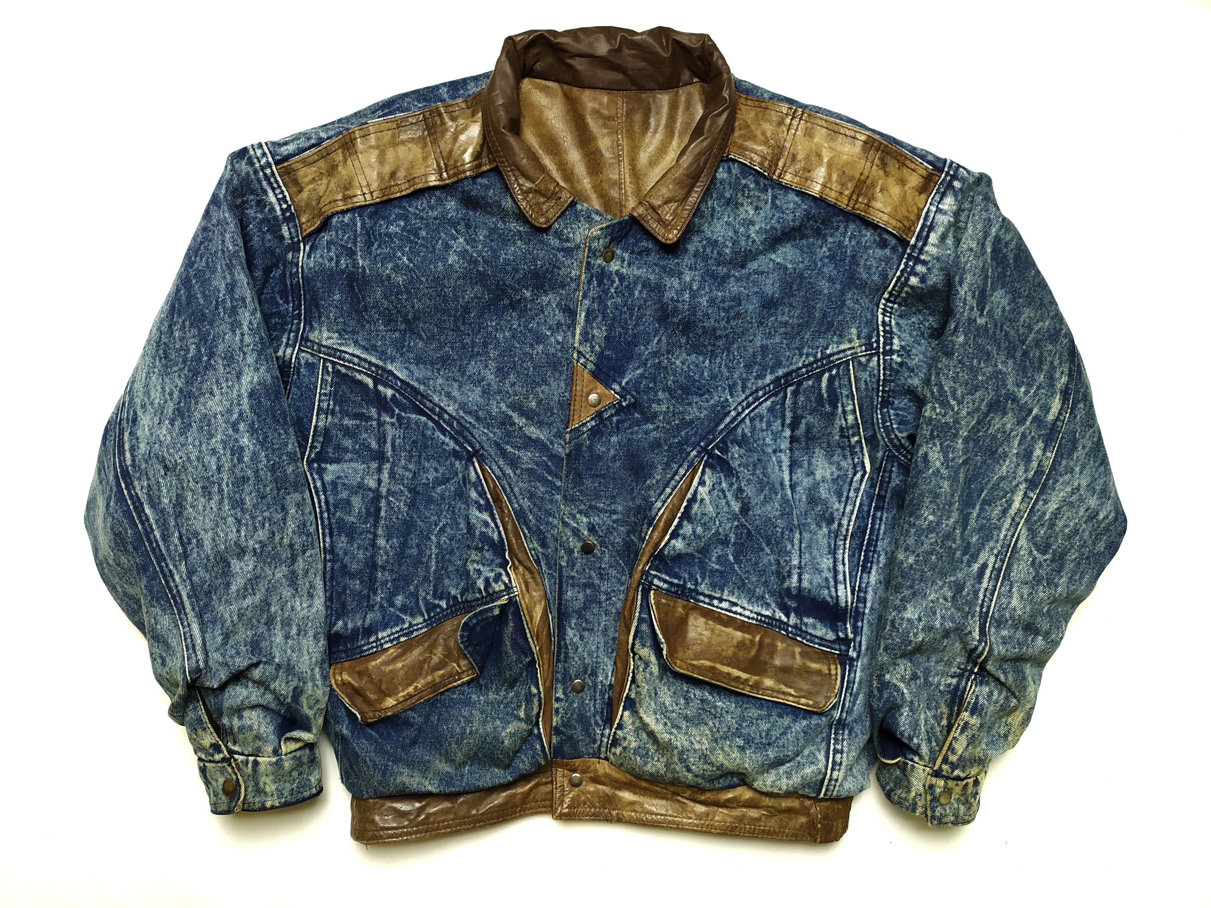 Vintage Vintage Reversible Brown Leather Denim Jacket Size US M / EU 48-50 / 2 - 6 Thumbnail