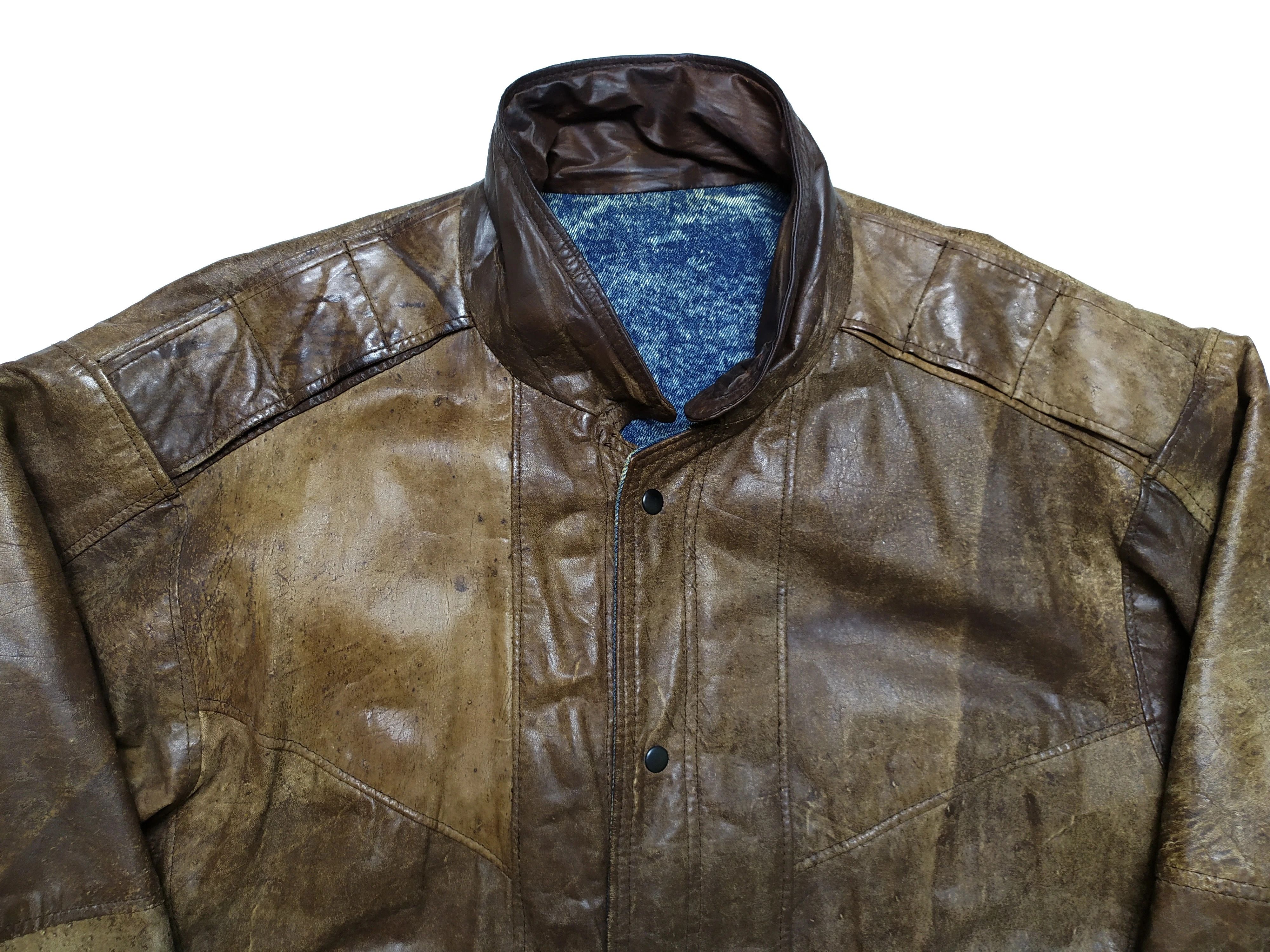Vintage Vintage Reversible Brown Leather Denim Jacket Size US M / EU 48-50 / 2 - 16 Thumbnail