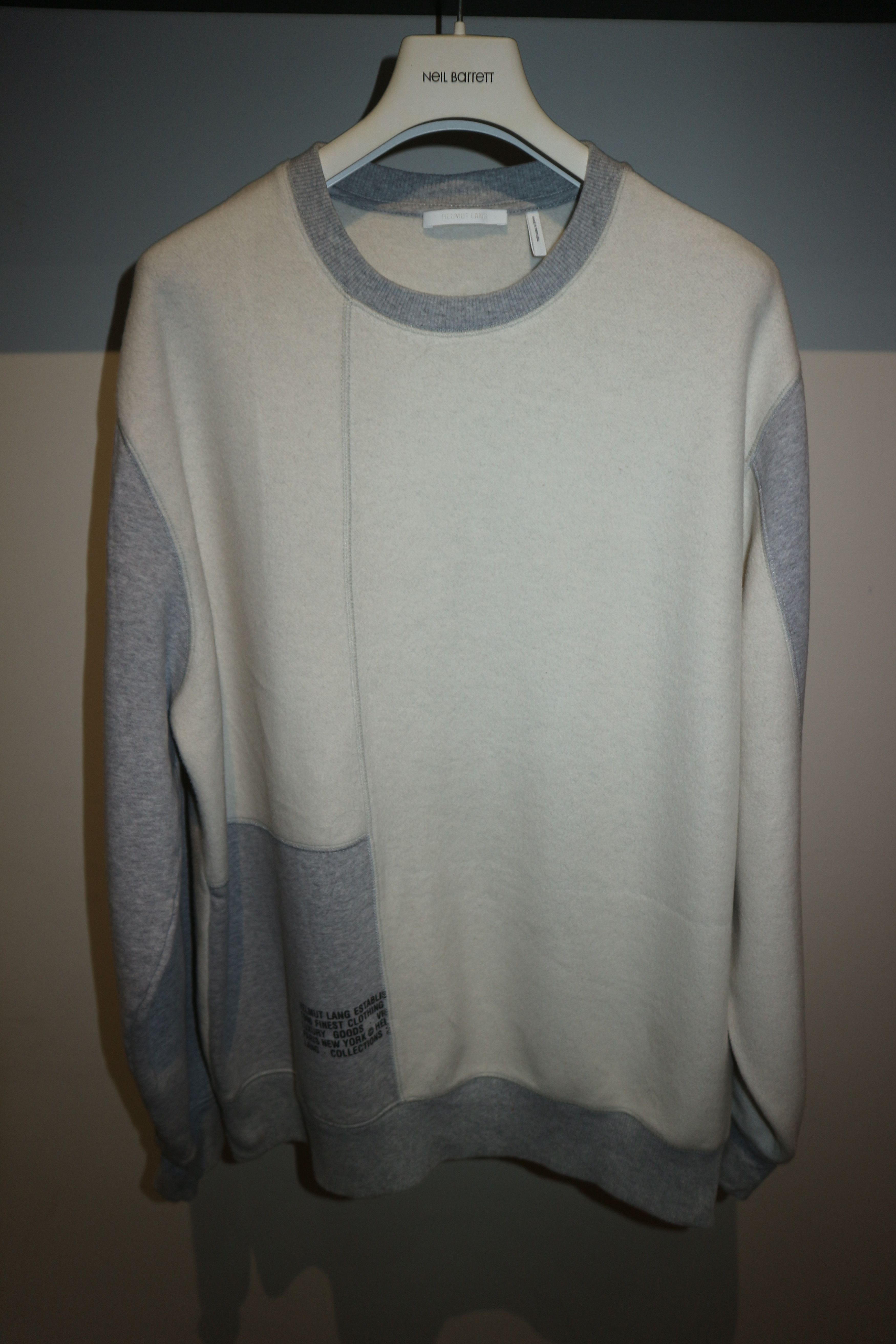 Helmut Lang Grey & Off-White Colorblock Crewneck Size US S / EU 44-46 / 1 - 1 Thumbnail