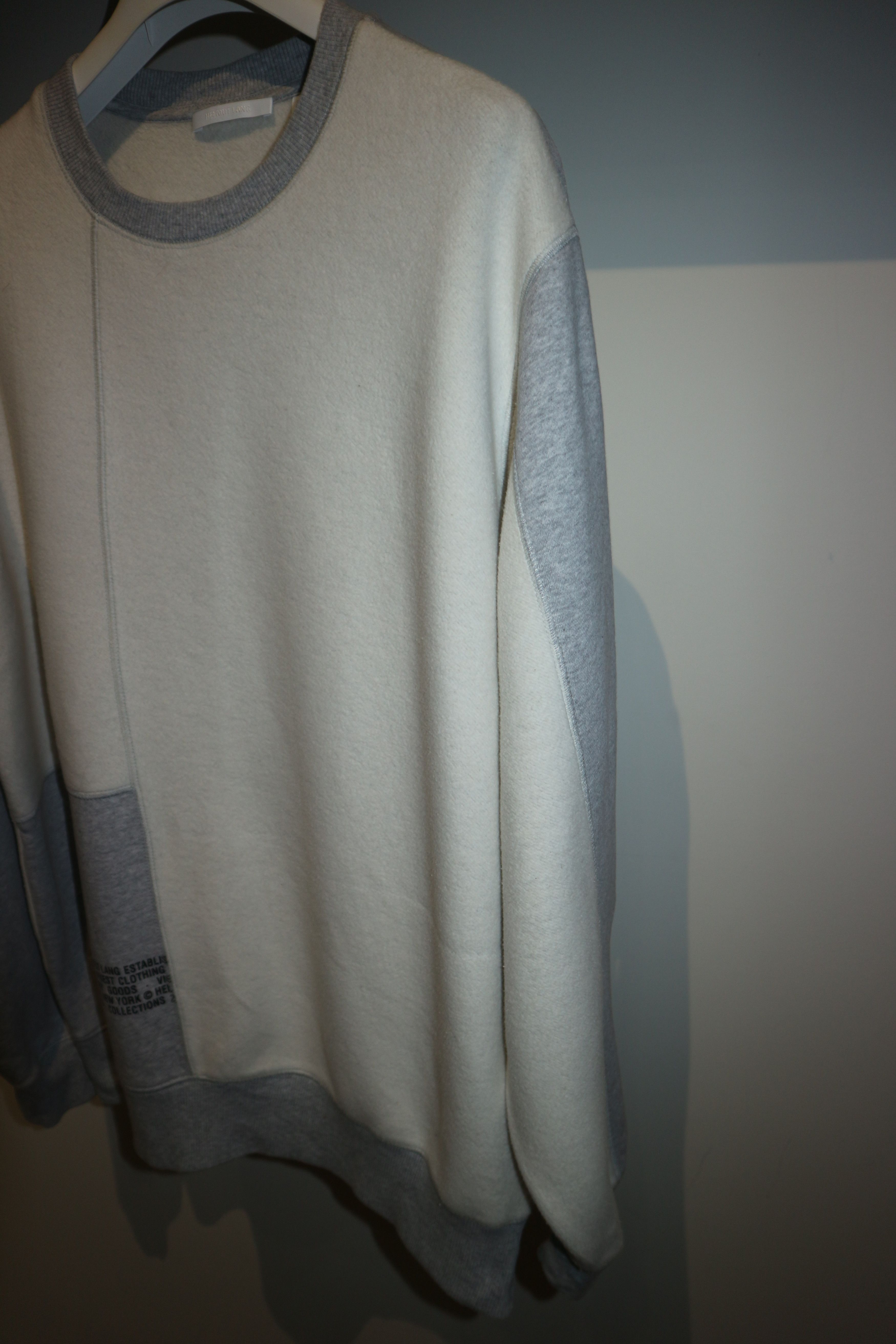 Helmut Lang Grey & Off-White Colorblock Crewneck Size US S / EU 44-46 / 1 - 2 Thumbnail