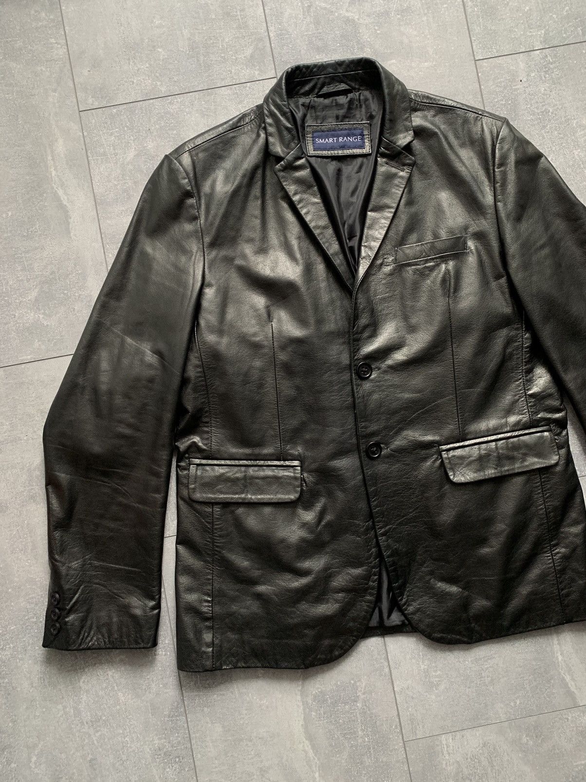 Other Smart range black leather blazer jacket Size US L / EU 52-54 / 3 - 2 Thumbnail