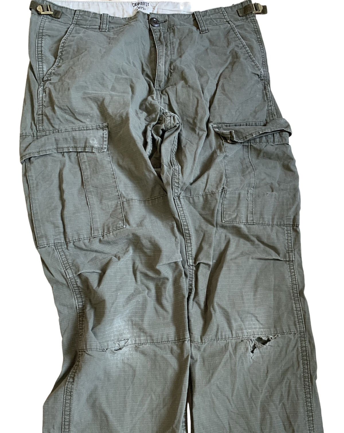 Carhartt Carhartt Wip Distressed khaki cargo aviation pants logo Size US 31 - 7 Thumbnail