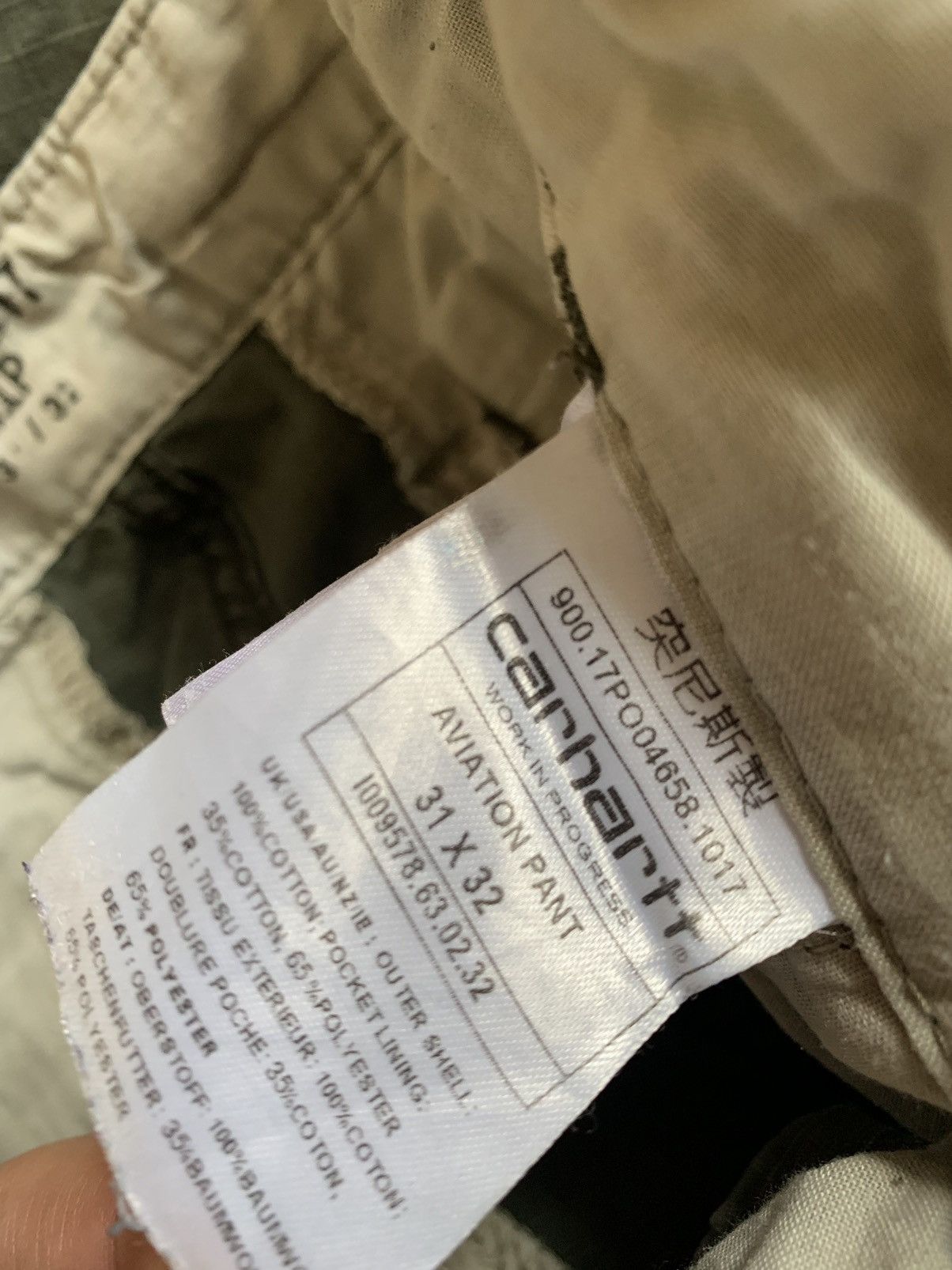 Carhartt Carhartt Wip Distressed khaki cargo aviation pants logo Size US 31 - 10 Thumbnail
