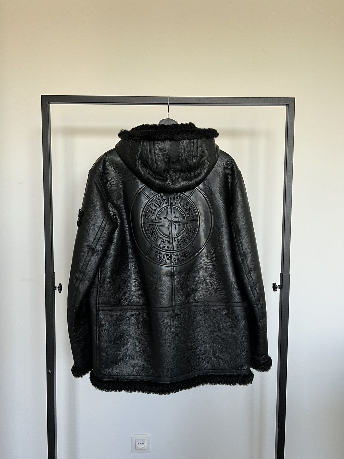 Stone island x supreme rare shearling jacket fw20