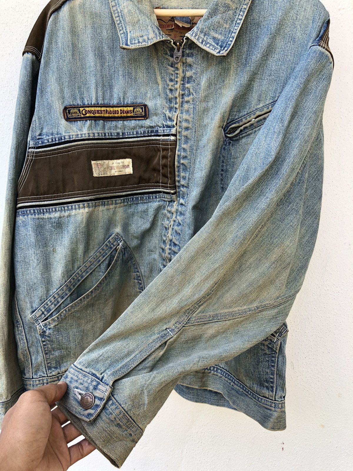 Chevignon 🔥VTG Chevignon Western Made Pacth Distressed Denim Jacket Size US XL / EU 56 / 4 - 5 Thumbnail