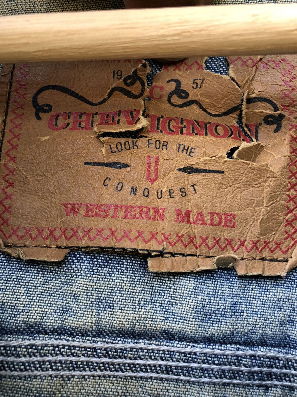 Chevignon 🔥VTG Chevignon Western Made Pacth Distressed Denim Jacket Size US XL / EU 56 / 4 - 3 Thumbnail