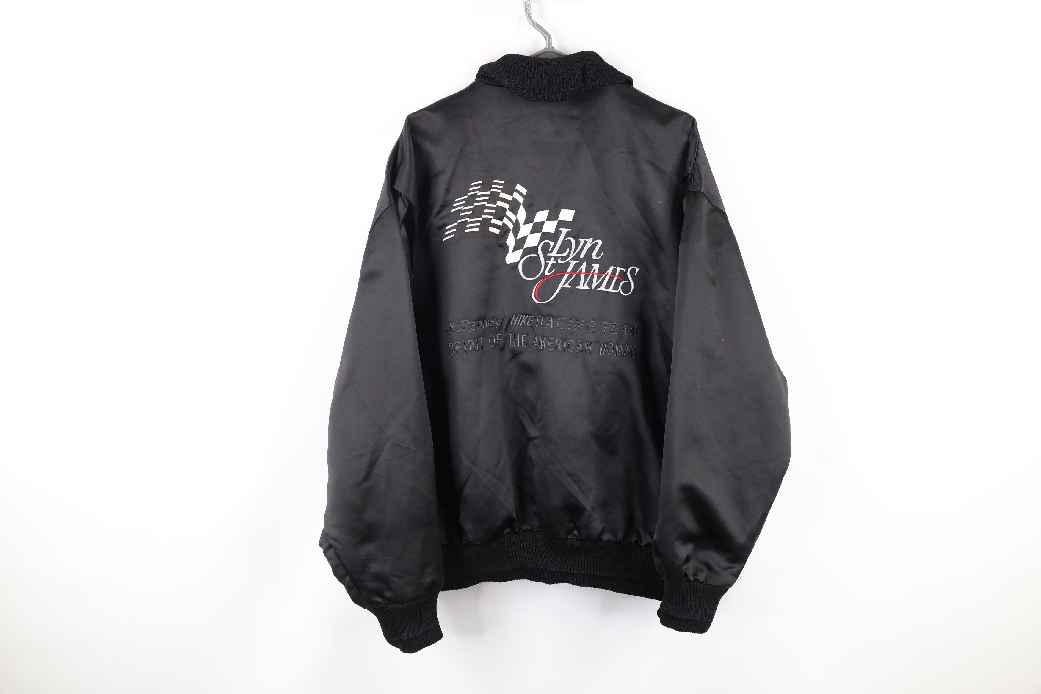 Nike Vintage 90s Nike James Nike Racing Out Satin Bomber Jacket Size US L / EU 52-54 / 3 - 2 Thumbnail