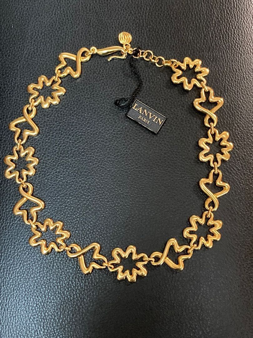 Vintage LANVIN Gold Plated Necklace Heavy Metal