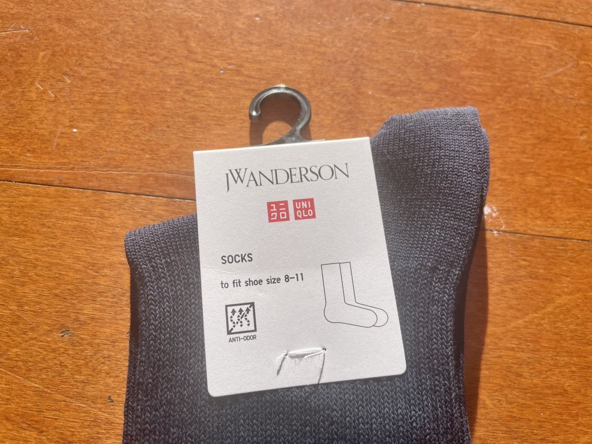 JW Anderson × Uniqlo Navy Burgundy Layered Socks Dress Crew Cotton Logo Ribbed Size ONE SIZE - 4 Thumbnail
