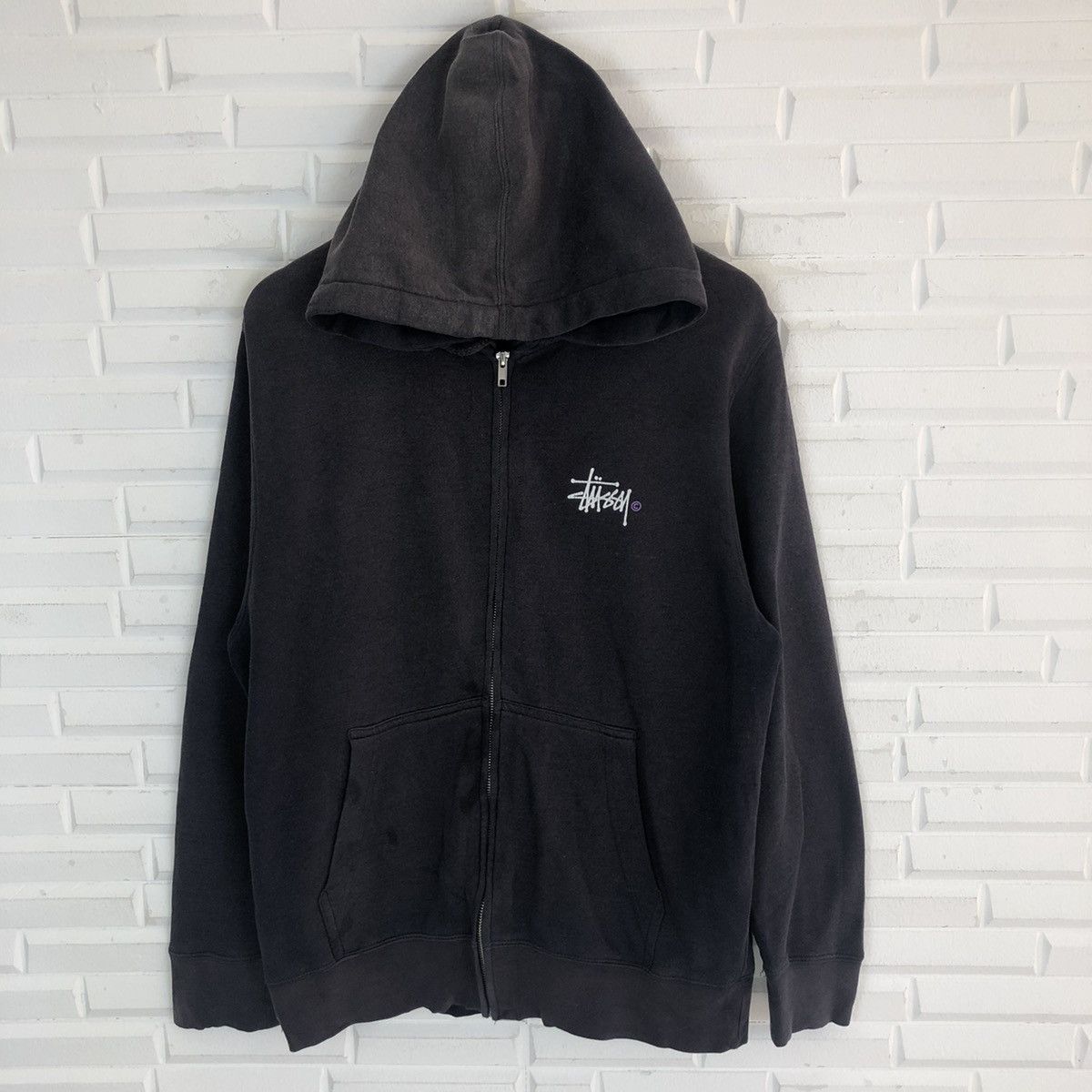 Stussy × Vintage STUSSY SWEATSHIRT HOODIE FADED GREY Size US M / EU 48-50 / 2 - 2 Thumbnail