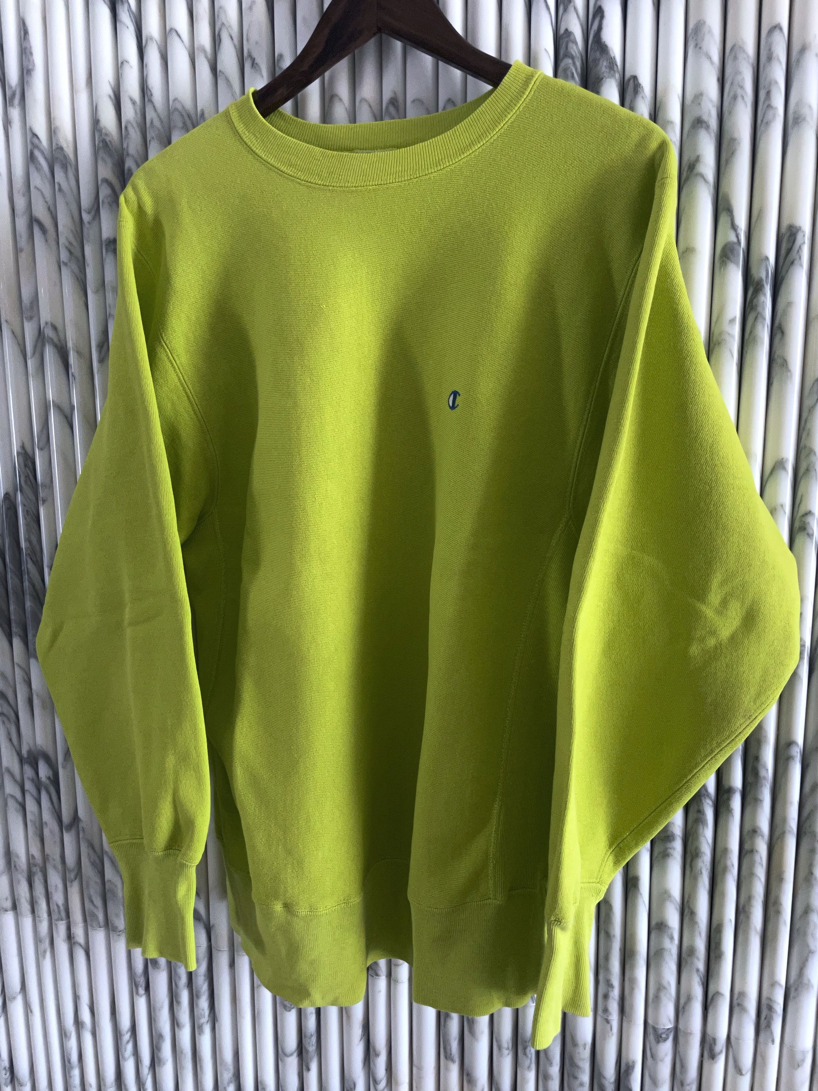 Champion VINTAGE REVERSE WEAVE NEON LIME SWEATSHIRT Size US L / EU 52-54 / 3 - 3 Thumbnail