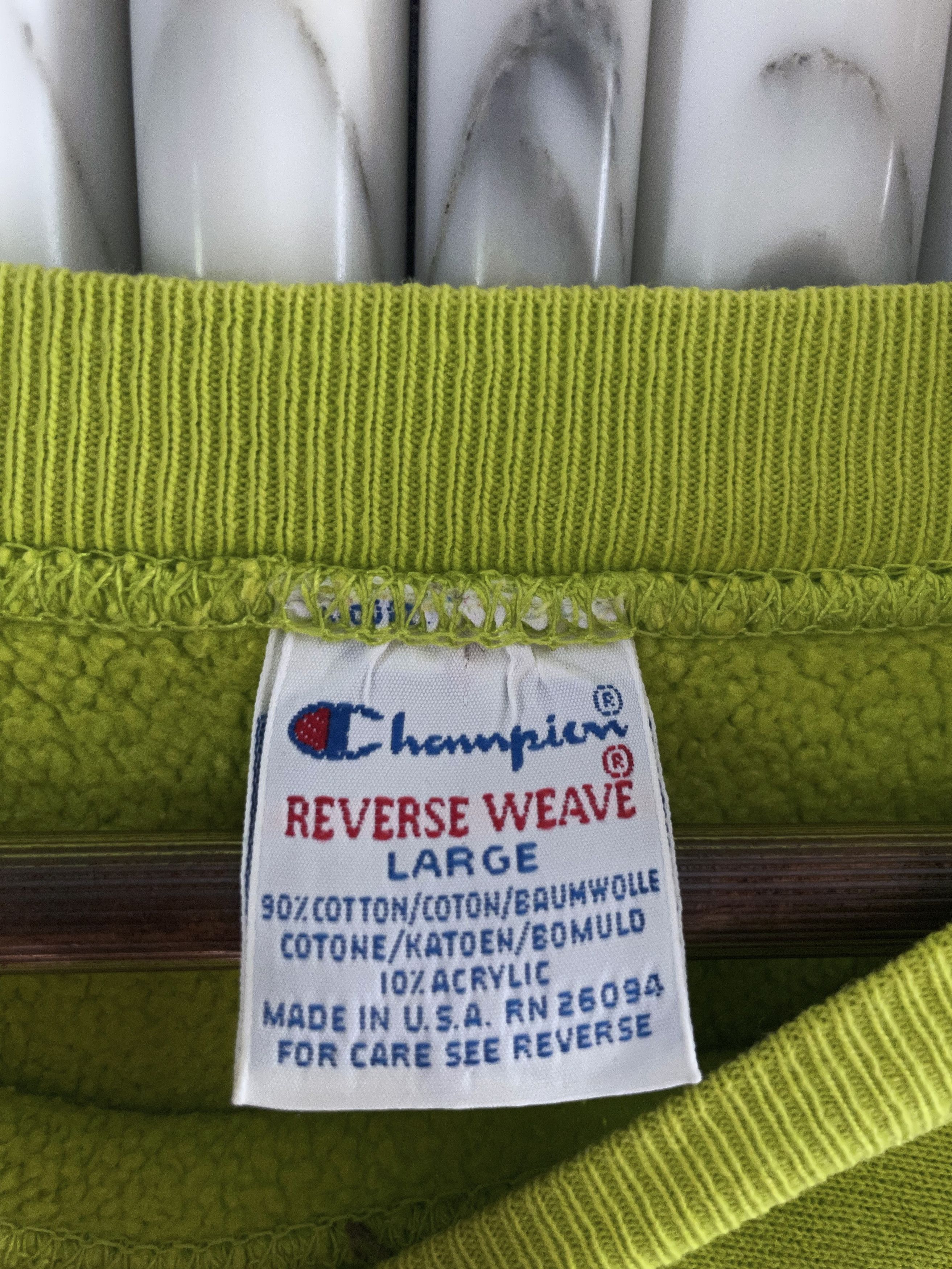 Champion VINTAGE REVERSE WEAVE NEON LIME SWEATSHIRT Size US L / EU 52-54 / 3 - 6 Thumbnail