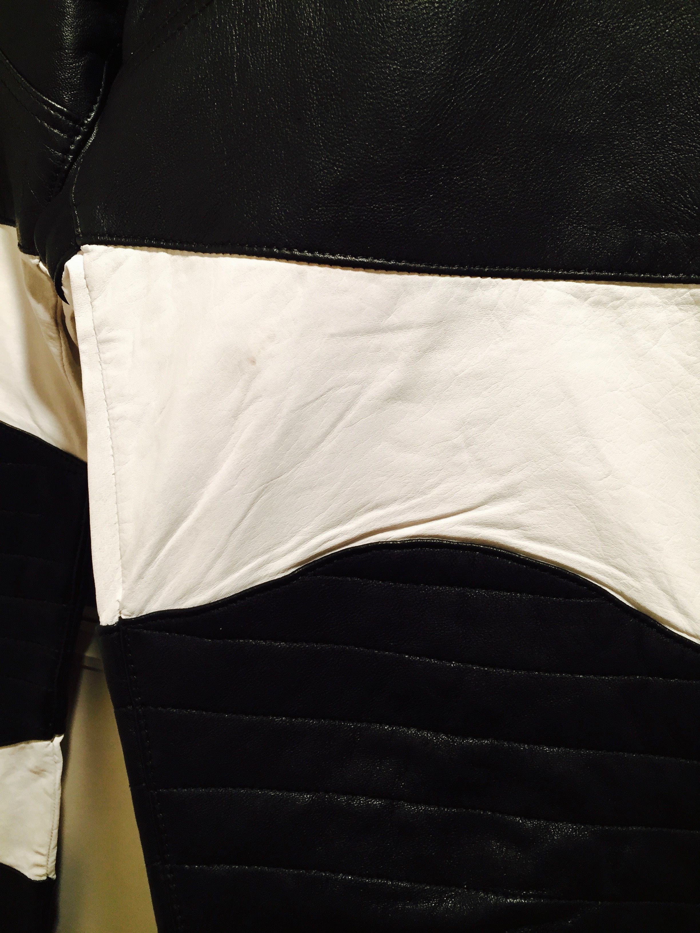 Pyer Moss COLOURBLOCK TWO TONE LAMBSKIN LEATHER MOTORCYCLE BIKER PANTS Size US 33 - 7 Thumbnail