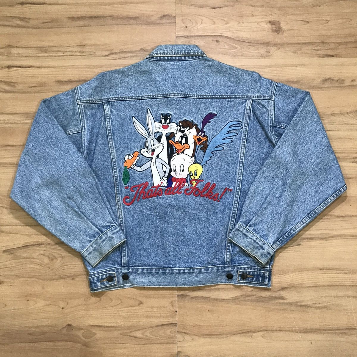 Vintage × Warner Bros Vintage Warner Bros Looney Tunes Trucker Denim Jacket Size US S / EU 44-46 / 1 - 10 Thumbnail