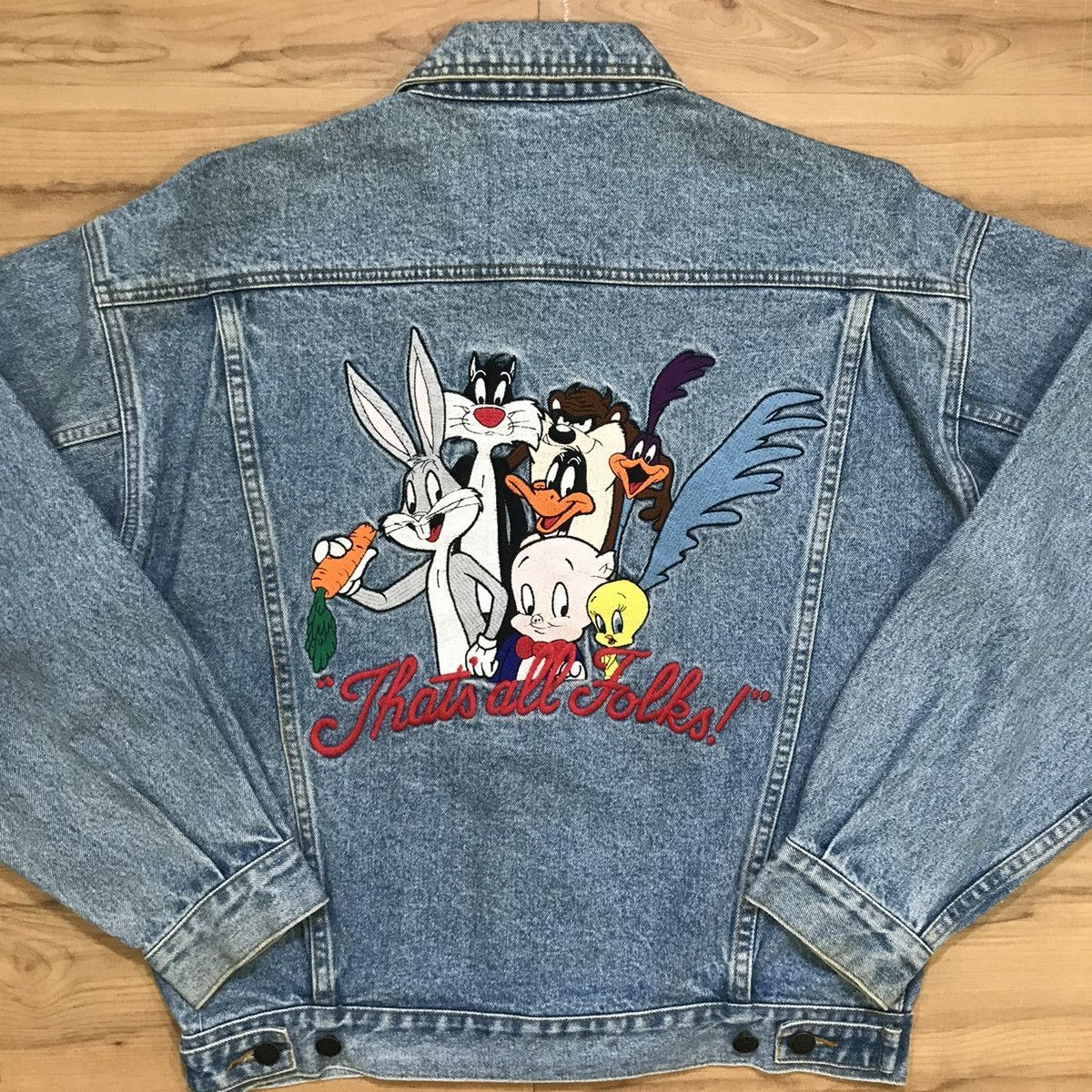 Vintage × Warner Bros Vintage Warner Bros Looney Tunes Trucker Denim Jacket Size US S / EU 44-46 / 1 - 1 Thumbnail