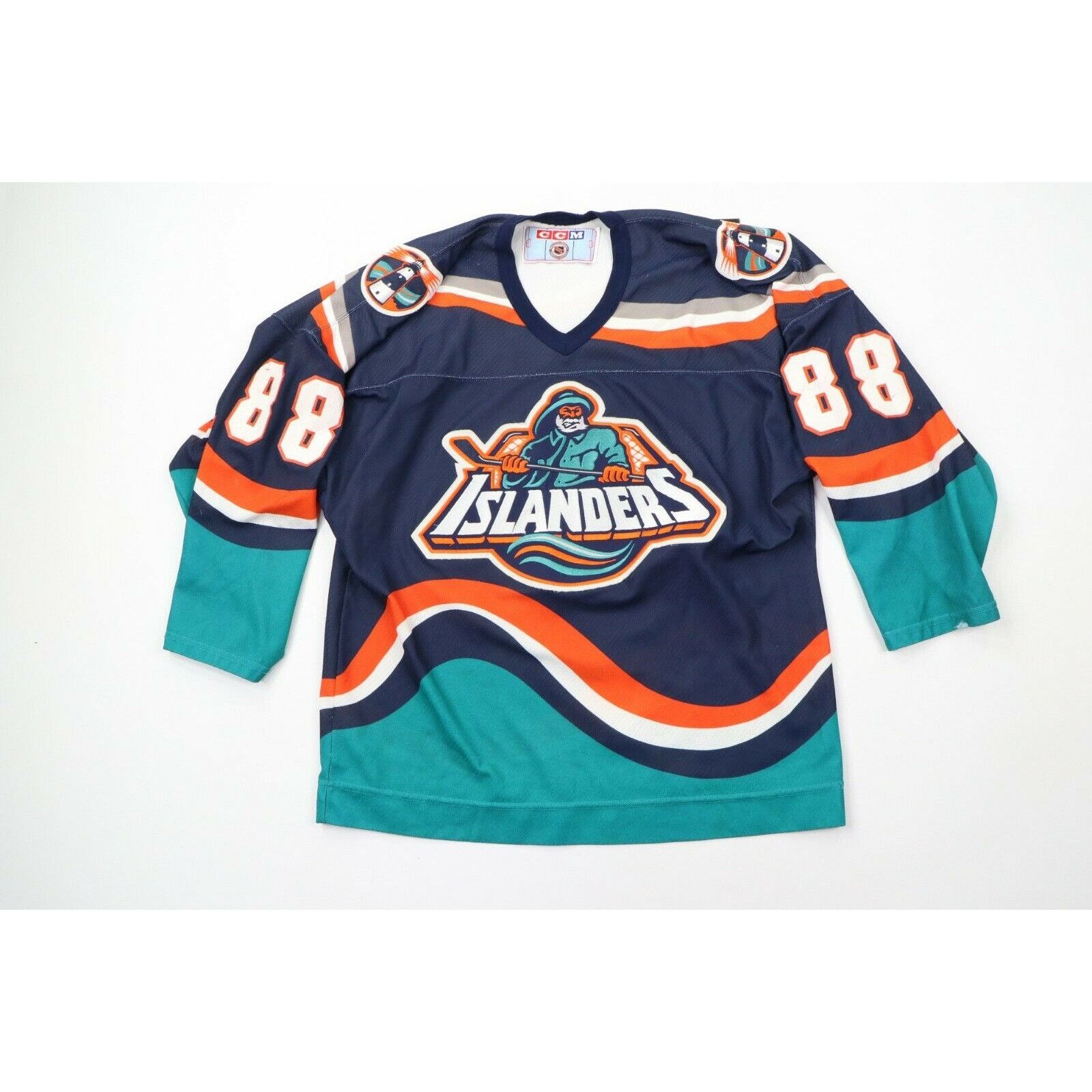 VTG 90s NHL New York ISLANDERS FISHERMAN CCM JERSEY SIZE L