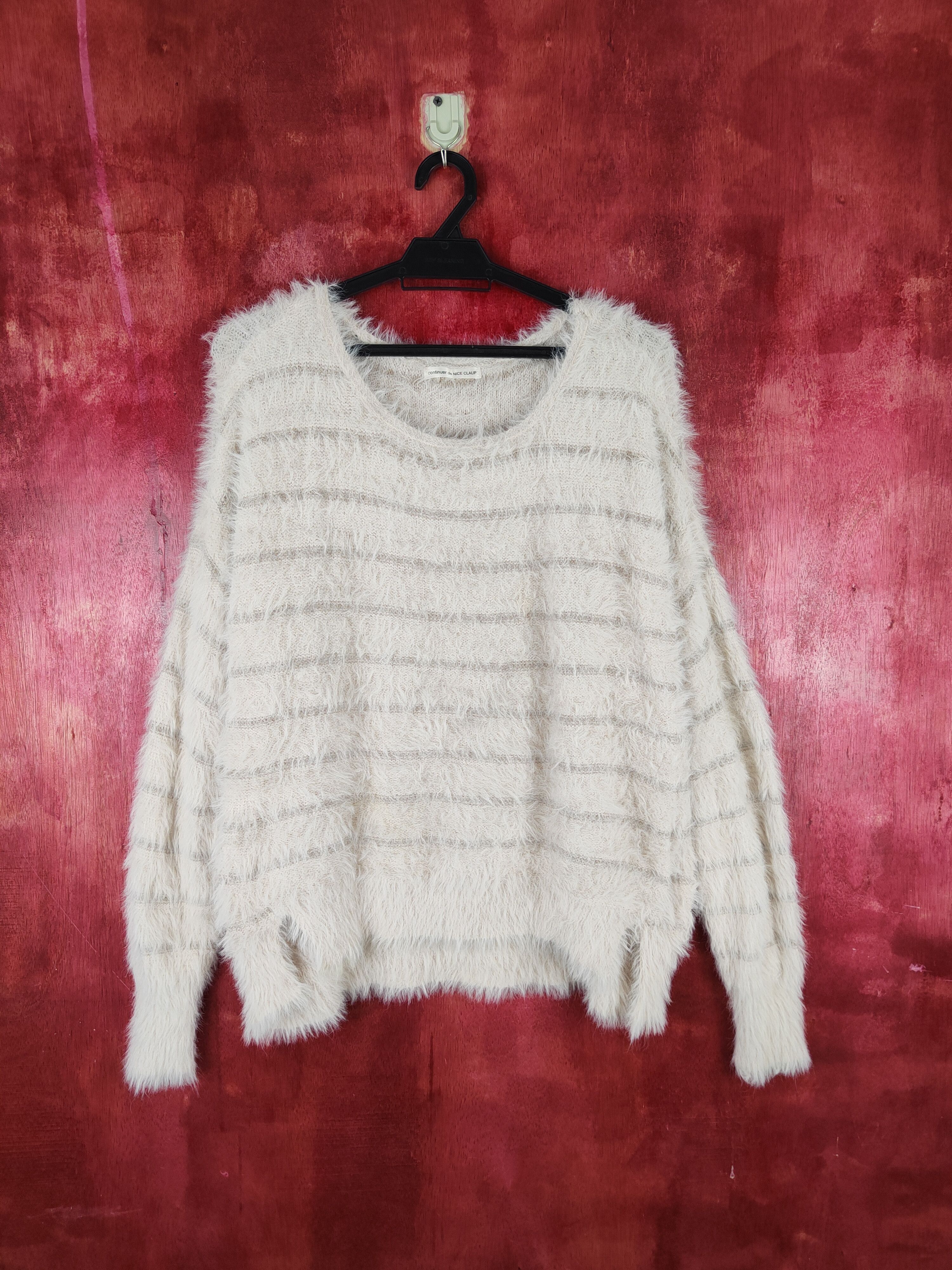 image of Homespun Knitwear x Unreal Fur Continuer De Nice Claup Shaggy Fur Mohair Knitwear S795 in Beige, Wo