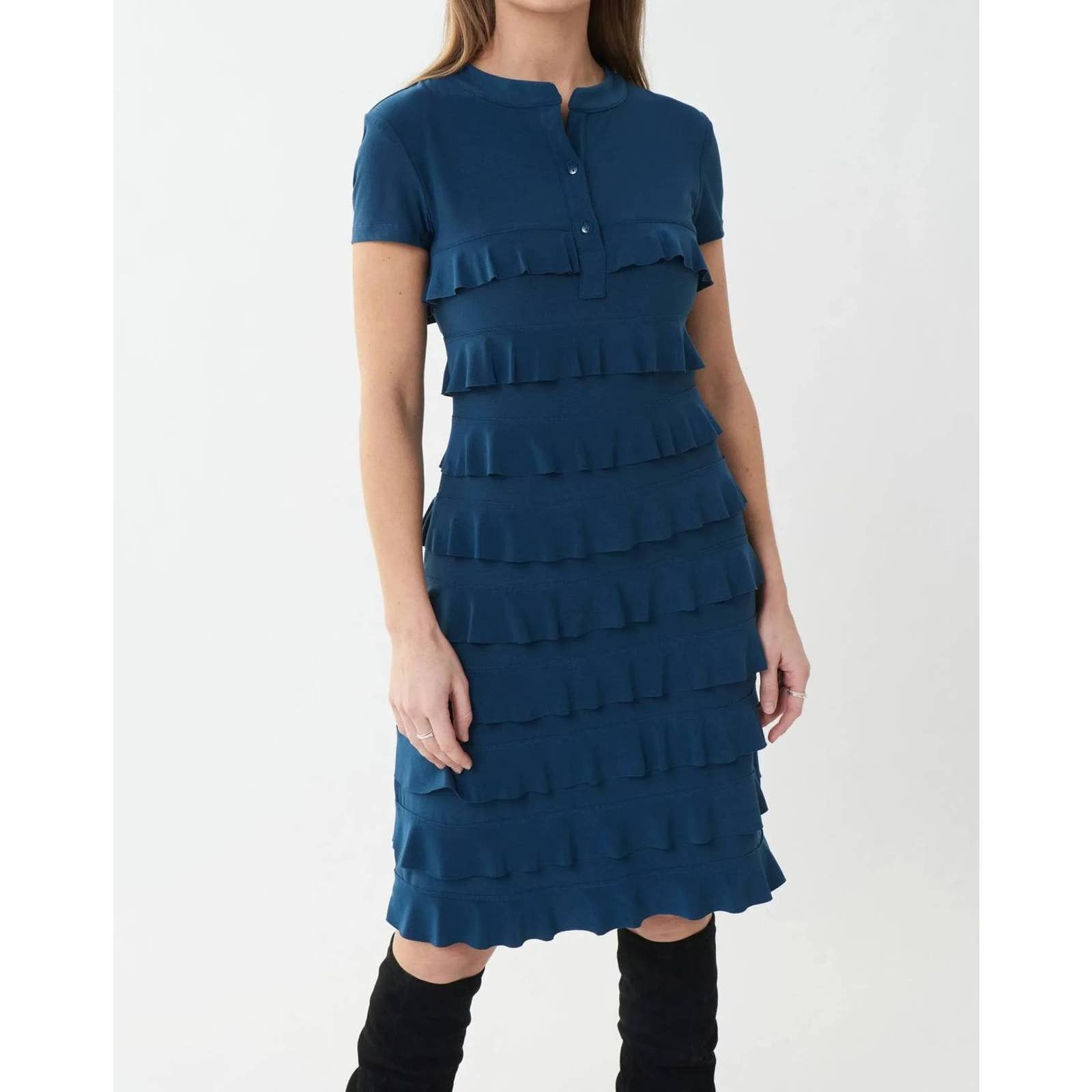 Joseph Ribkoff Ruffle Tiered Dress In Navy | Grailed