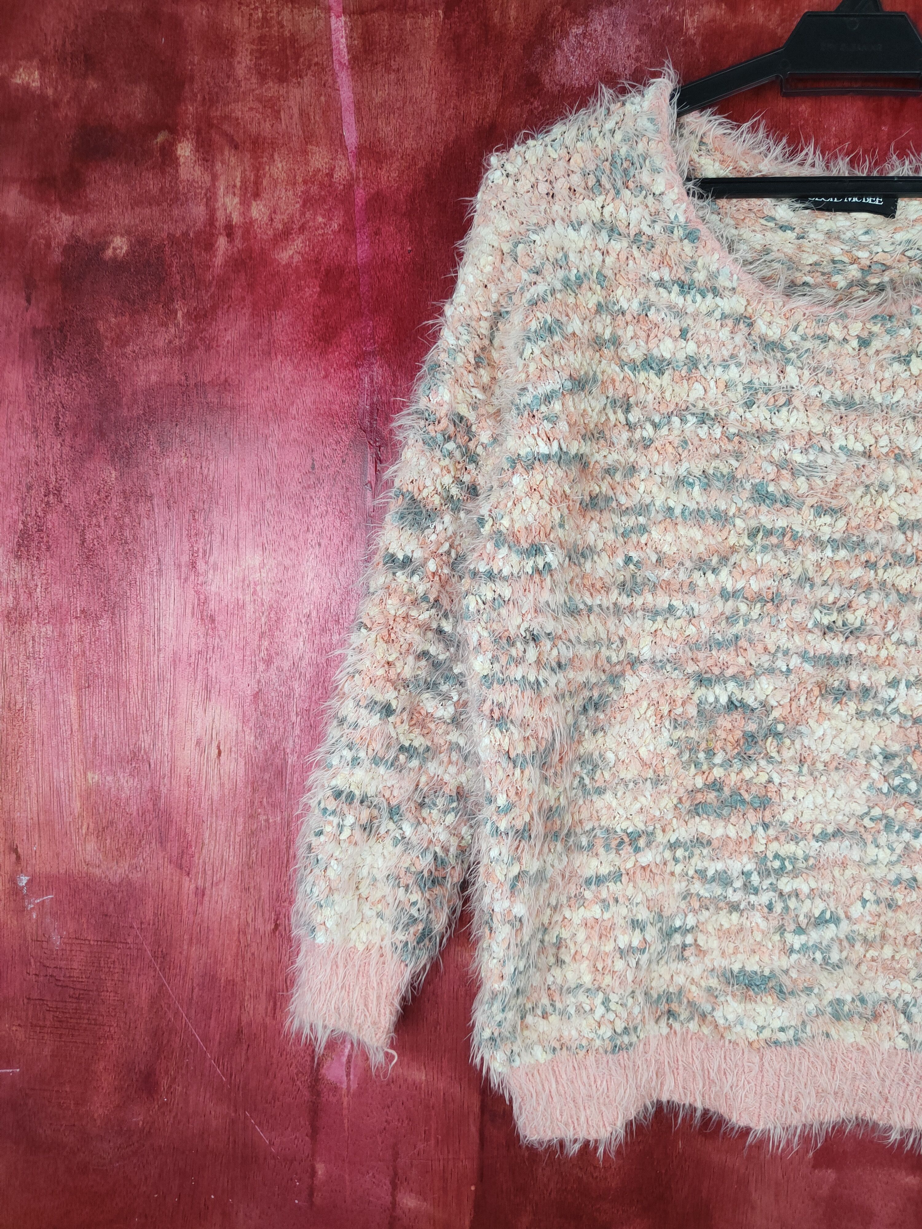 Japanese Brand Cecil McBee Peach Shag Shaggy Fur Mohair Knitwear #S798 Size M / US 6-8 / IT 42-44 - 3 Thumbnail